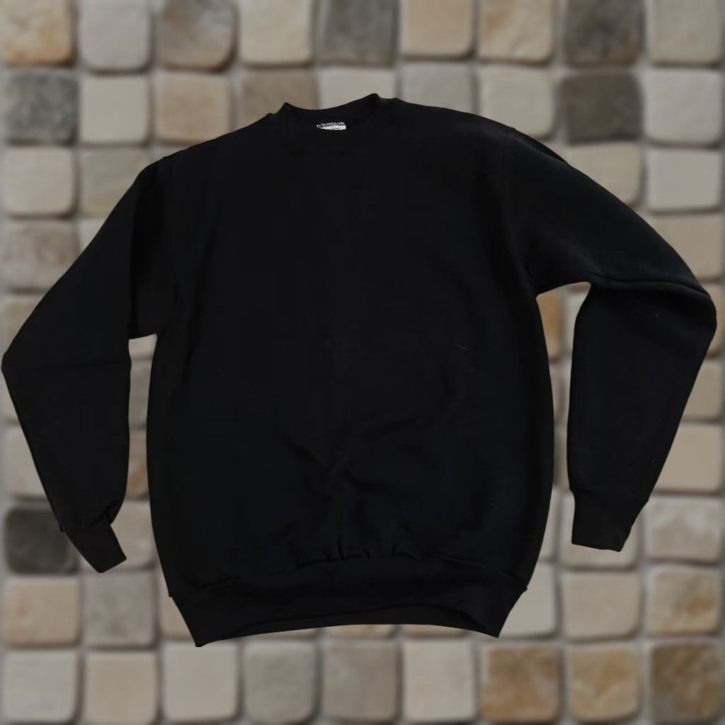 Vintage VINTAGE 20-20 USA Made Sweatshirt M Black Cotton Blend Canvas Long Sleeve Crew Neck Pullover NWT New Old Stock Unisex Adults Size US M / EU 48-50 / 2 - 1 Thumbnail