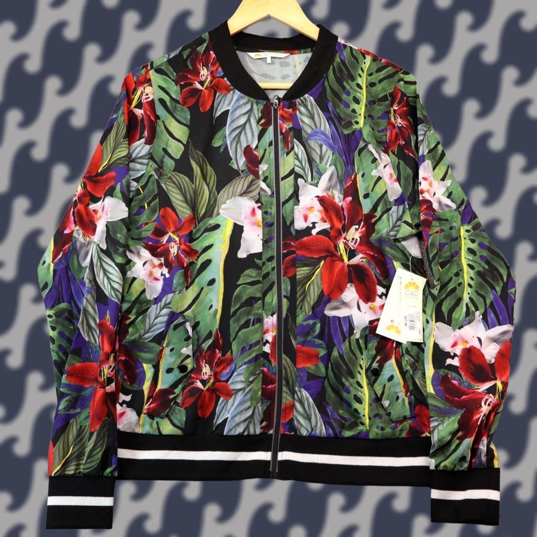 Vintage VINTAGE Jacket Womens Large Floral NWT C&C California Bomber Jacket Size L / US 10 / IT 46 - 1 Thumbnail