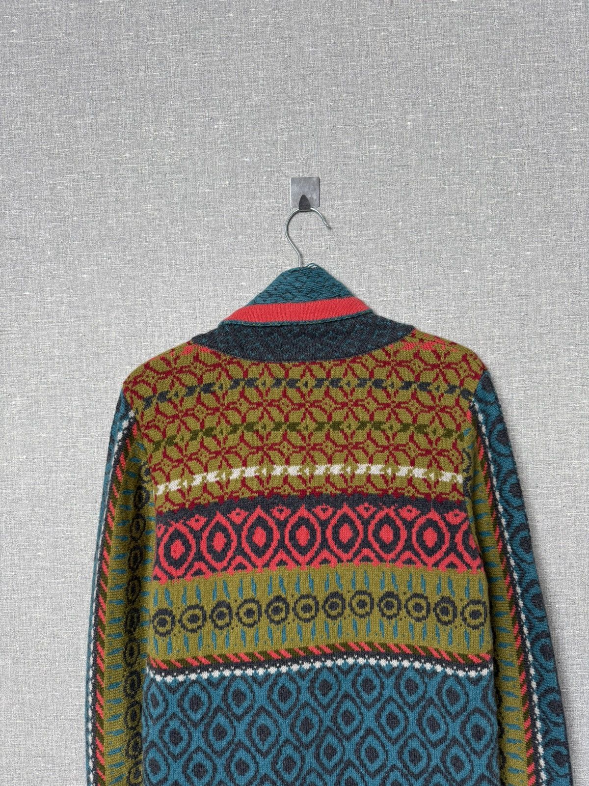 Desigual Ivko Wool Cardigan Geometric Pattern Shawl Collar Sweater Size M / US 6-8 / IT 42-44 - 11 Thumbnail