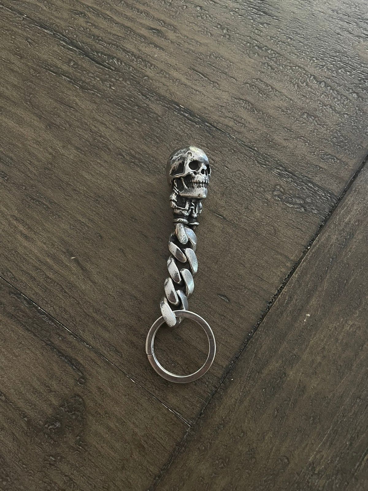 Pre-owned Chrome Hearts Foti Skull Key Chain In Silver