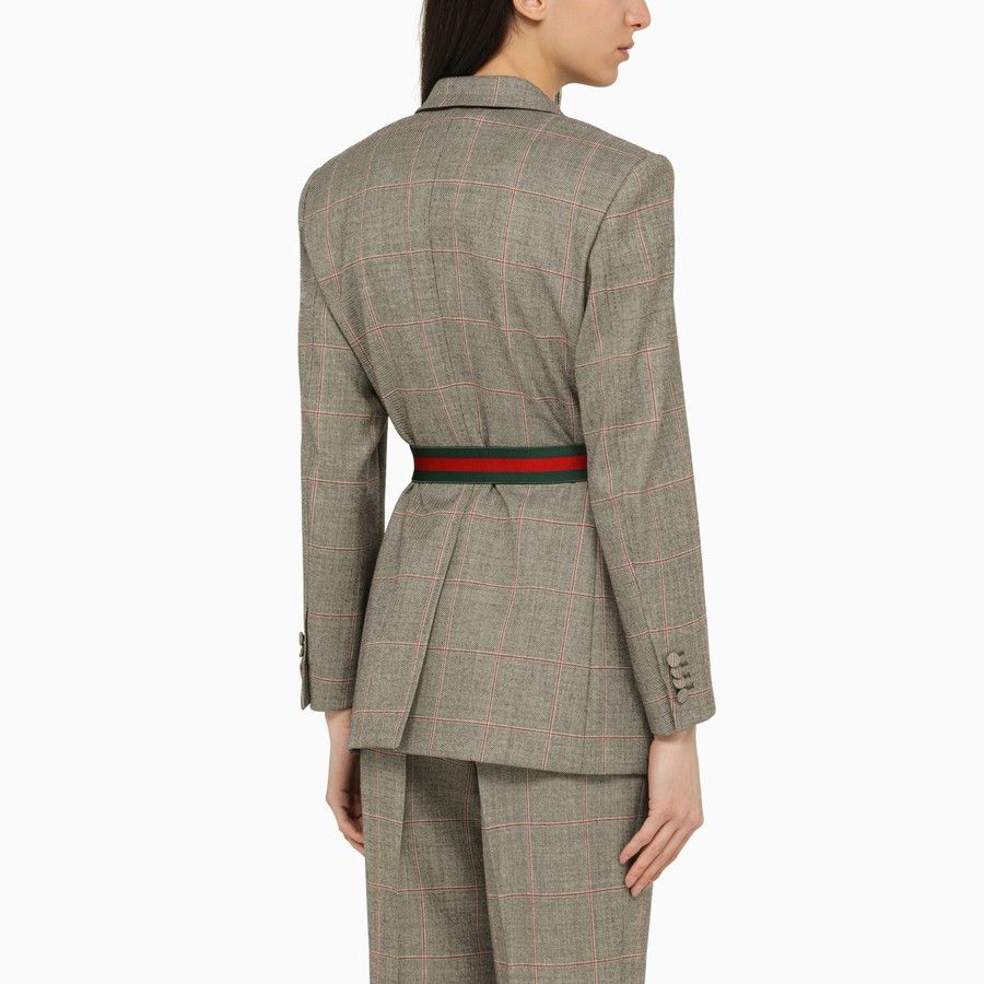 o1d2blof0824 Belted Single-Breasted Jacket in Grey