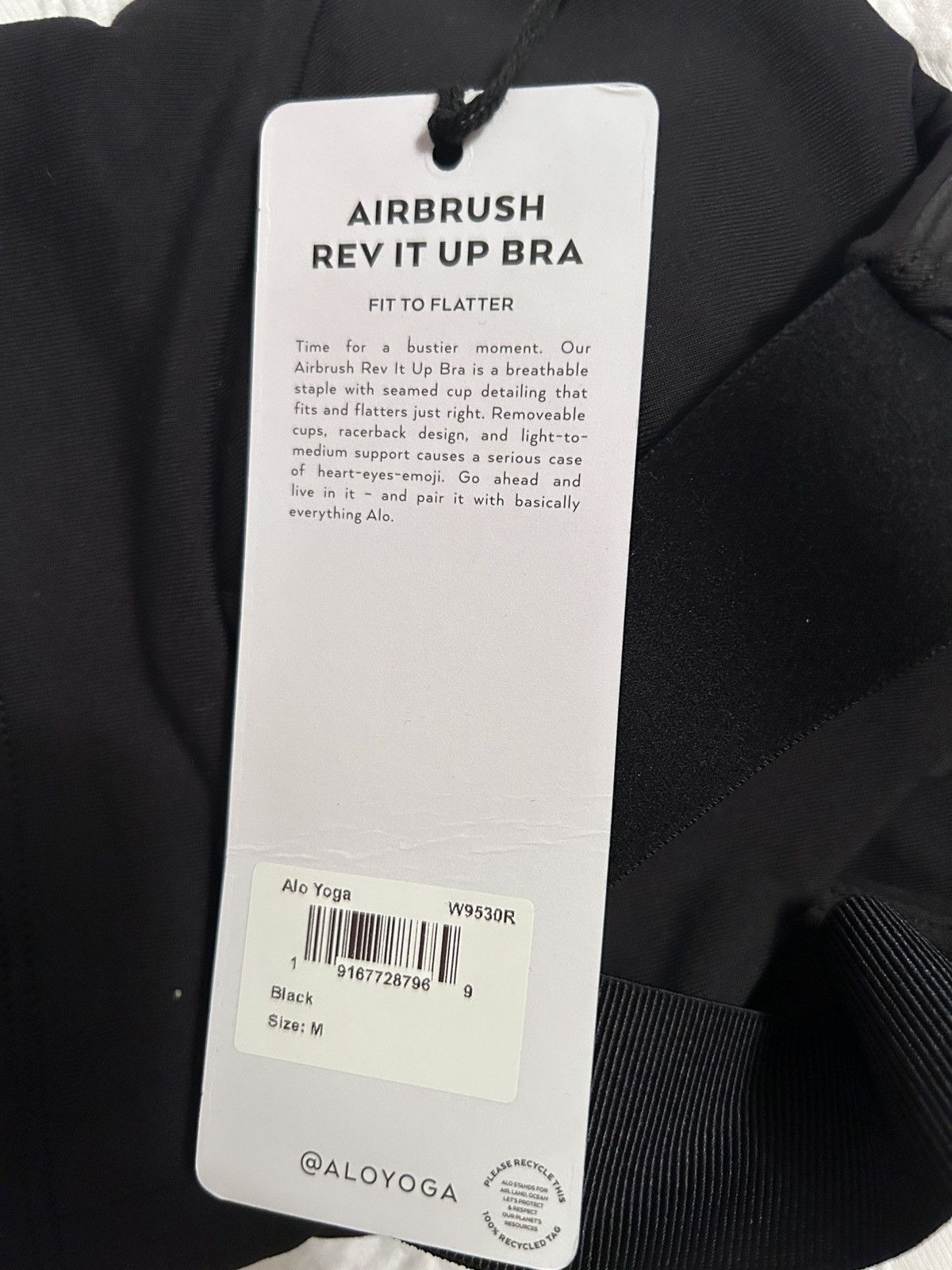 Alo Yoga Alo Yoga Airbrush Rev It Up Bra Black Size M NWT Authentic Size M / US 6-8 / IT 42-44 - 9 Thumbnail