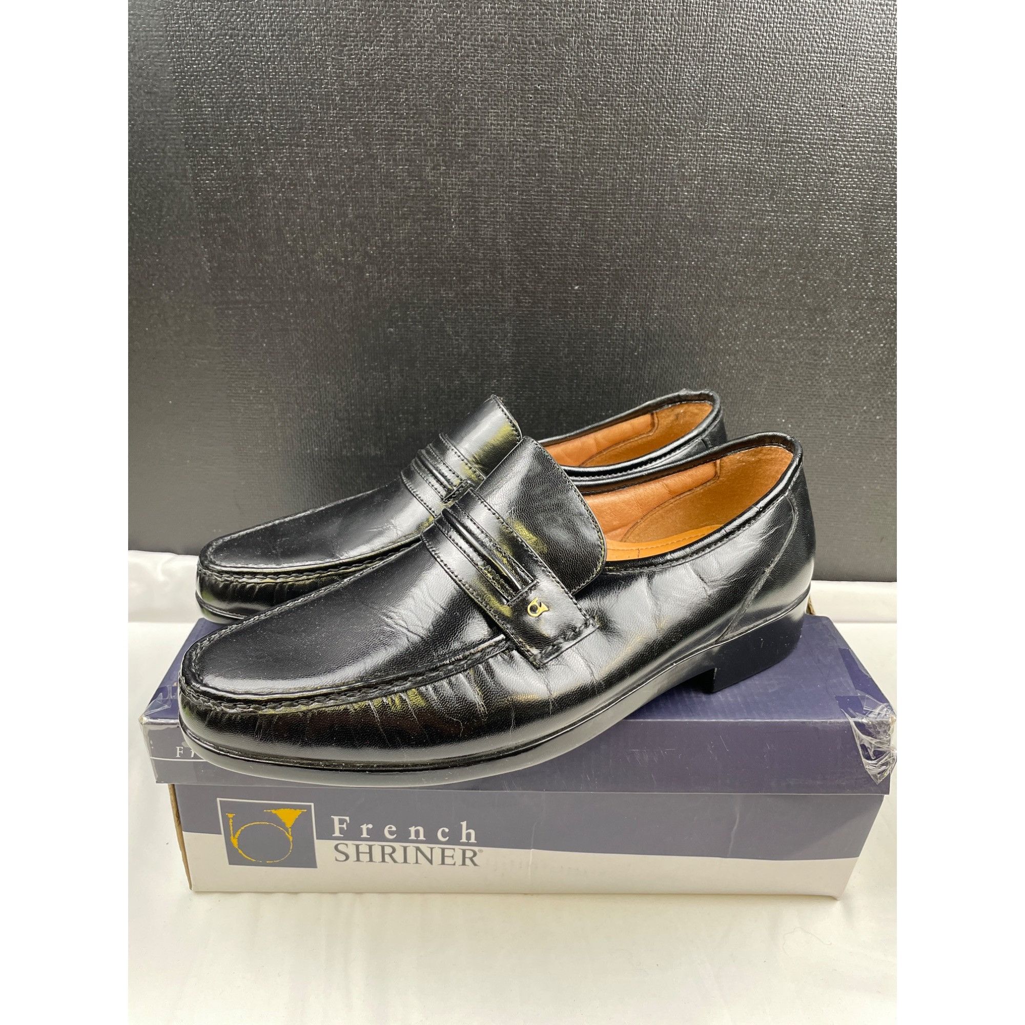Other French Shriner Men's Black Leather Shoes/ Loafers Size 12M S Size US 12 / EU 45 - 4 Thumbnail
