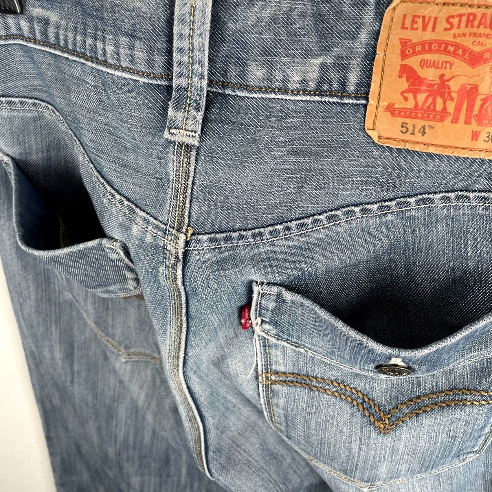 Levi's Levi's 514 Jeans Men Slim Straight Medium Blue Denim 29x31 Regular 29" Inseam 31" Blue Logo Stretch 514 Model Jeans Mens Regular Fit Size US 29 - 3 Thumbnail