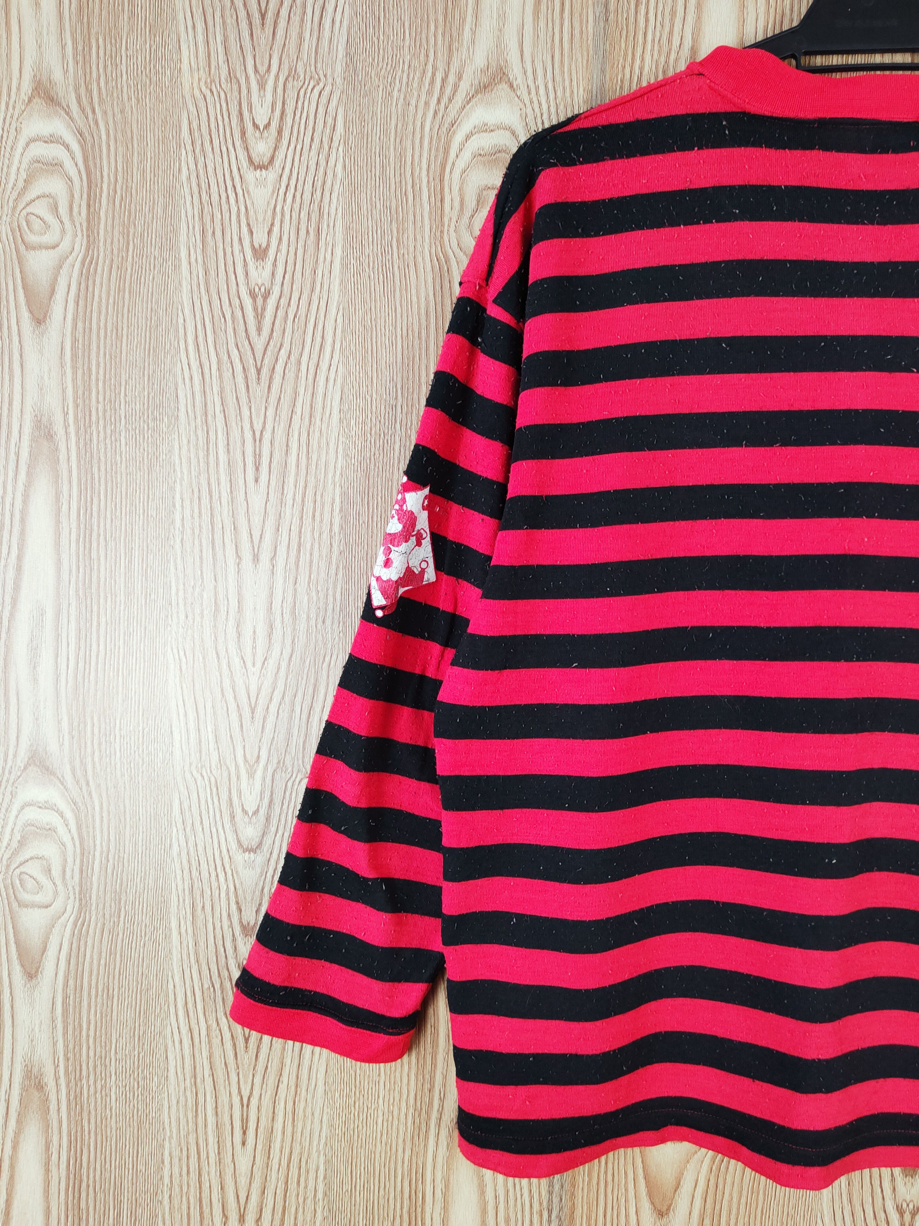 Japanese Brand × Vintage Japanese Brand Red Black Stripe Long Sleeve T-shirts Size L / US 10 / IT 46 - 10 Thumbnail