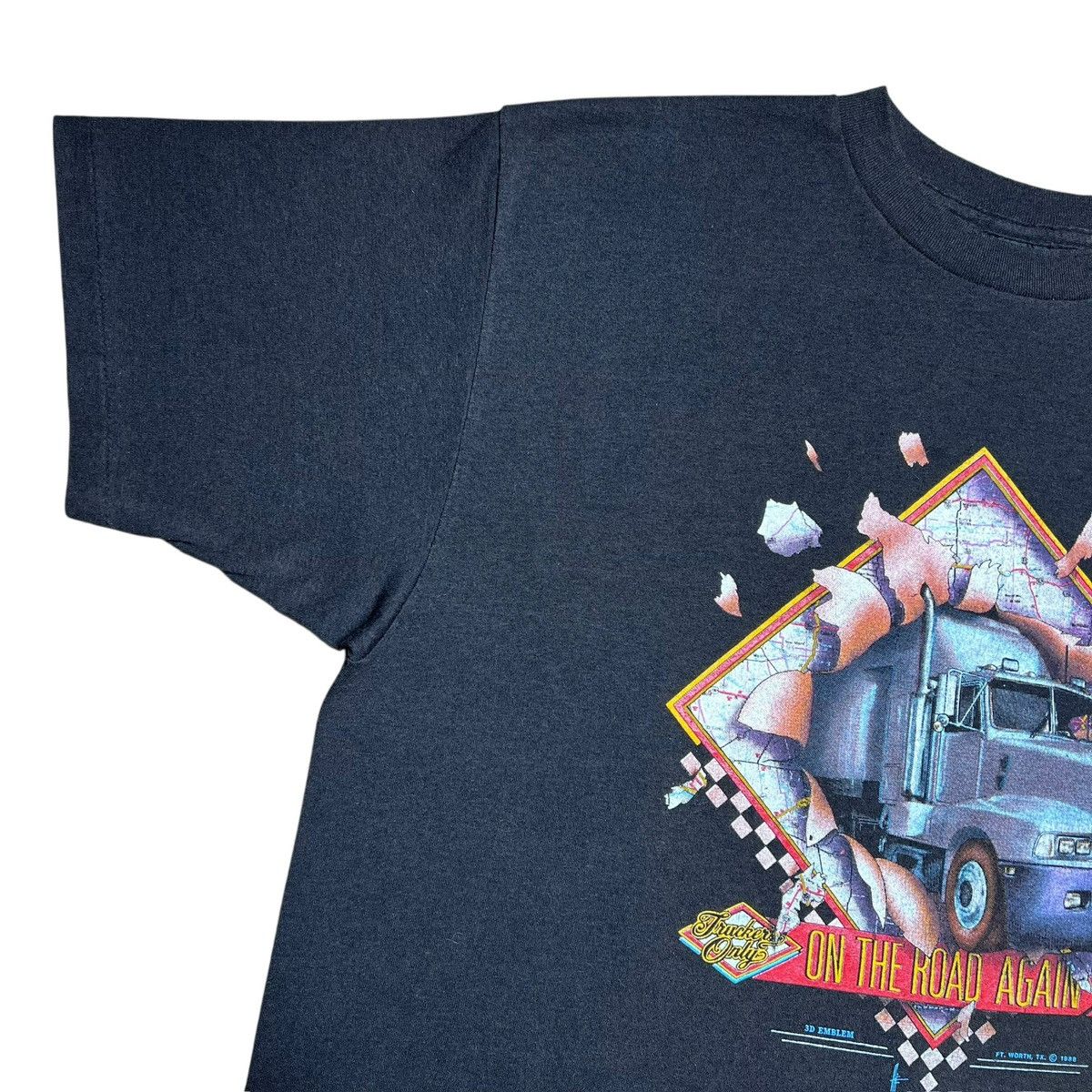 Other Vtg 1988 Truckers Only On The Road Again 3D Emblem T-Shirt Size US XL / EU 56 / 4 - 6 Thumbnail
