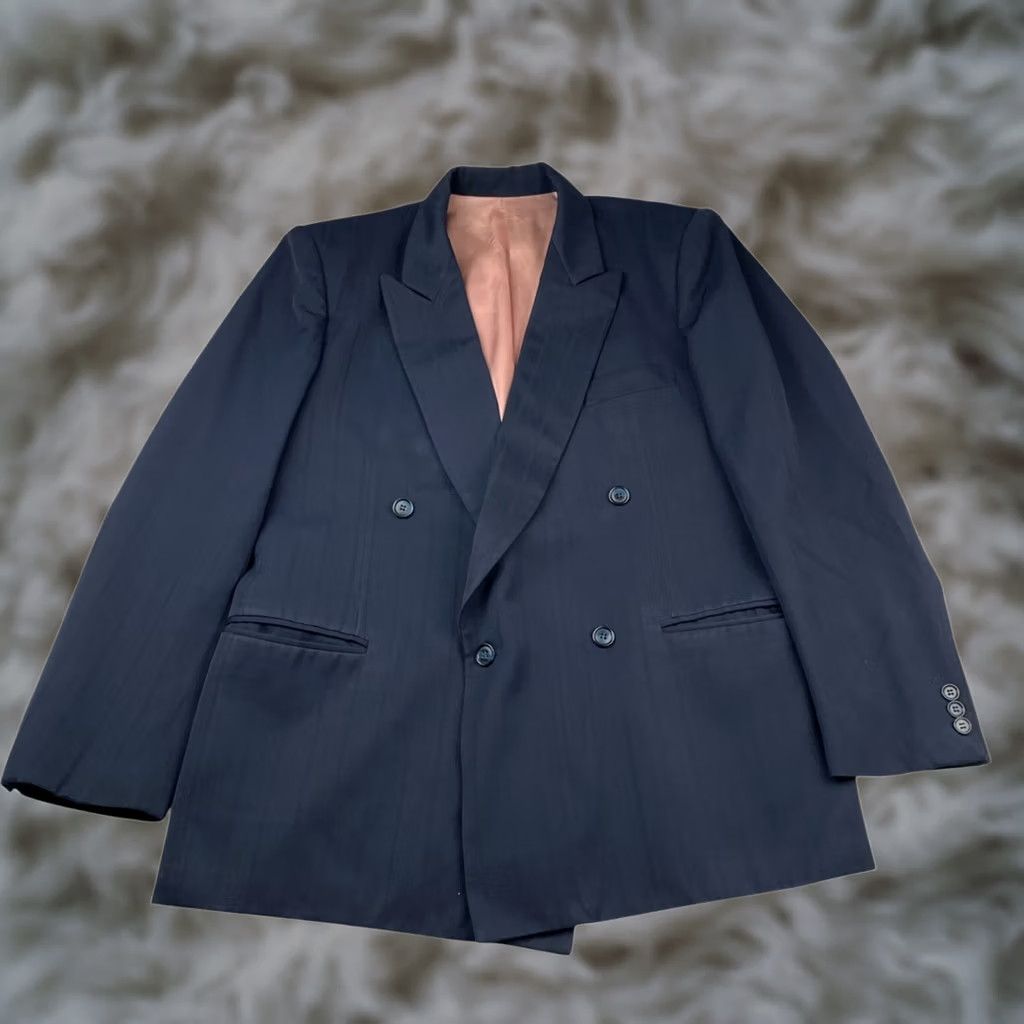 Pierre Cardin VINTAGE Pierre Cardin Men's Blazer 42 Short Wool Double-Breasted Navy Blue 4-Button Notch Lapel Size US 42 / EU 58 - 1 Thumbnail