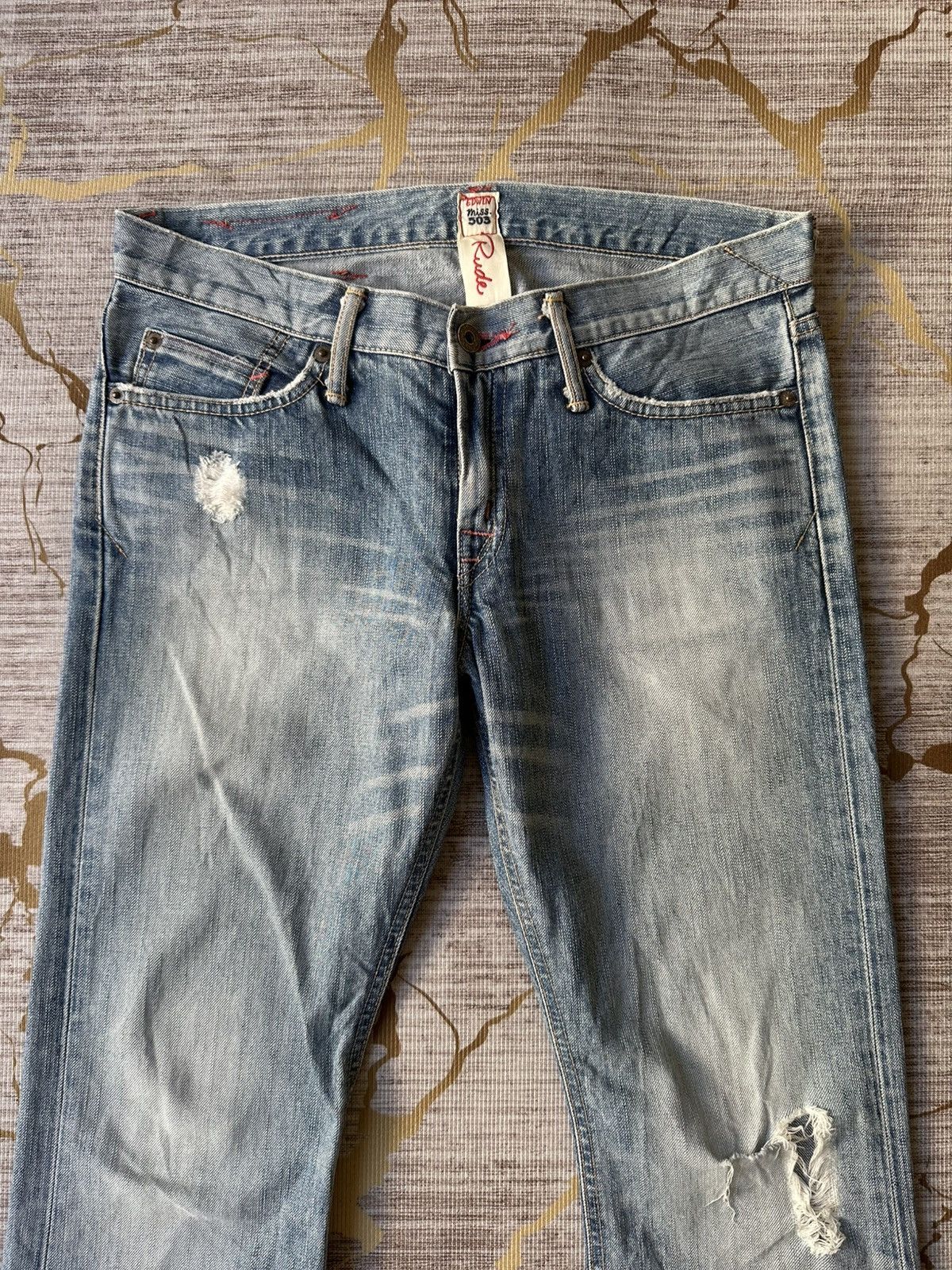 If Six Was Nine FLARE Edwin Miss 503 Rude Distressed Denim Size 30" / US 8 / IT 44 - 6 Thumbnail