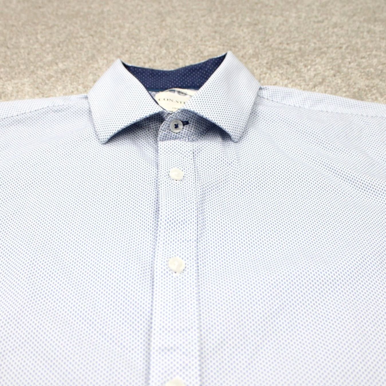 Vintage Construct Dress Shirt Men 16 Slim Fit Blue Long Sleeve Cotton Stretch Size US L / EU 52-54 / 3 - 5 Thumbnail