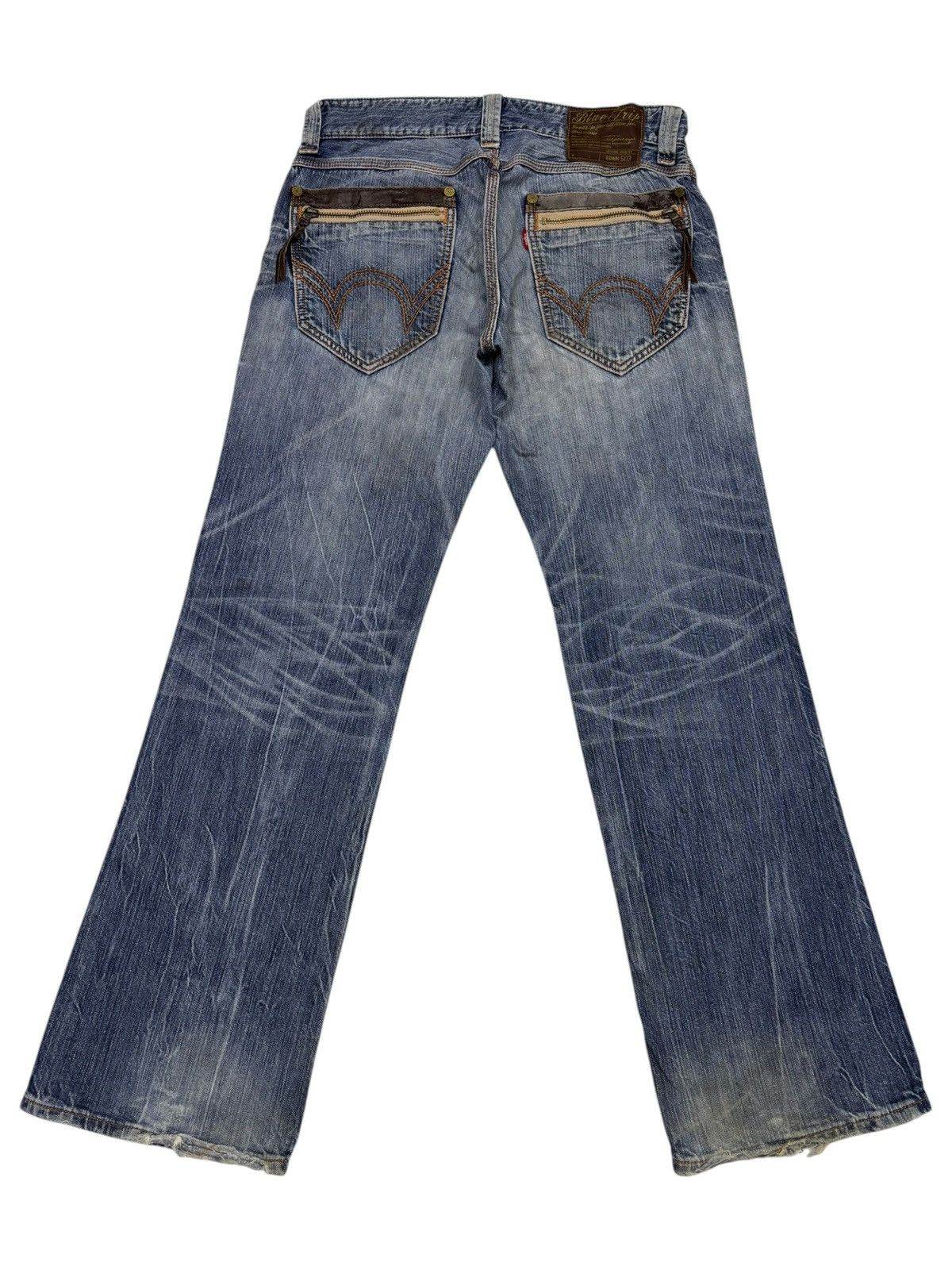 Kapital FLARE JEANS EDWIN BLUE TRIP 503 DISTRESSED DENIM JEANS Size US 33 - 8 Thumbnail