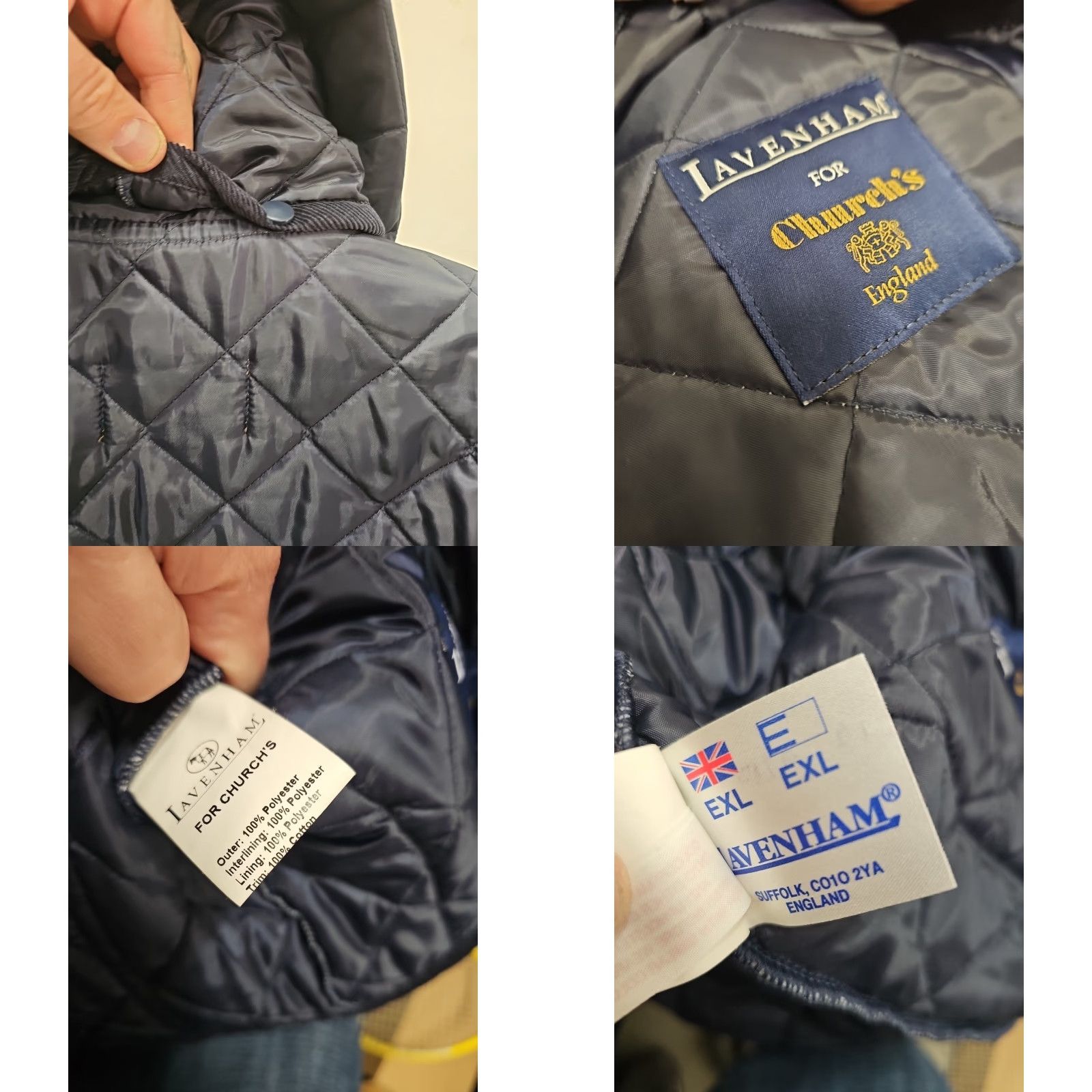 Lavenham VINTAGE Lavenham X Church's England Quilted Hooded Jacket Men XL Blue Quilted Hooded Coat Mens Xl Blue Size US XL / EU 56 / 4 - 8 Thumbnail
