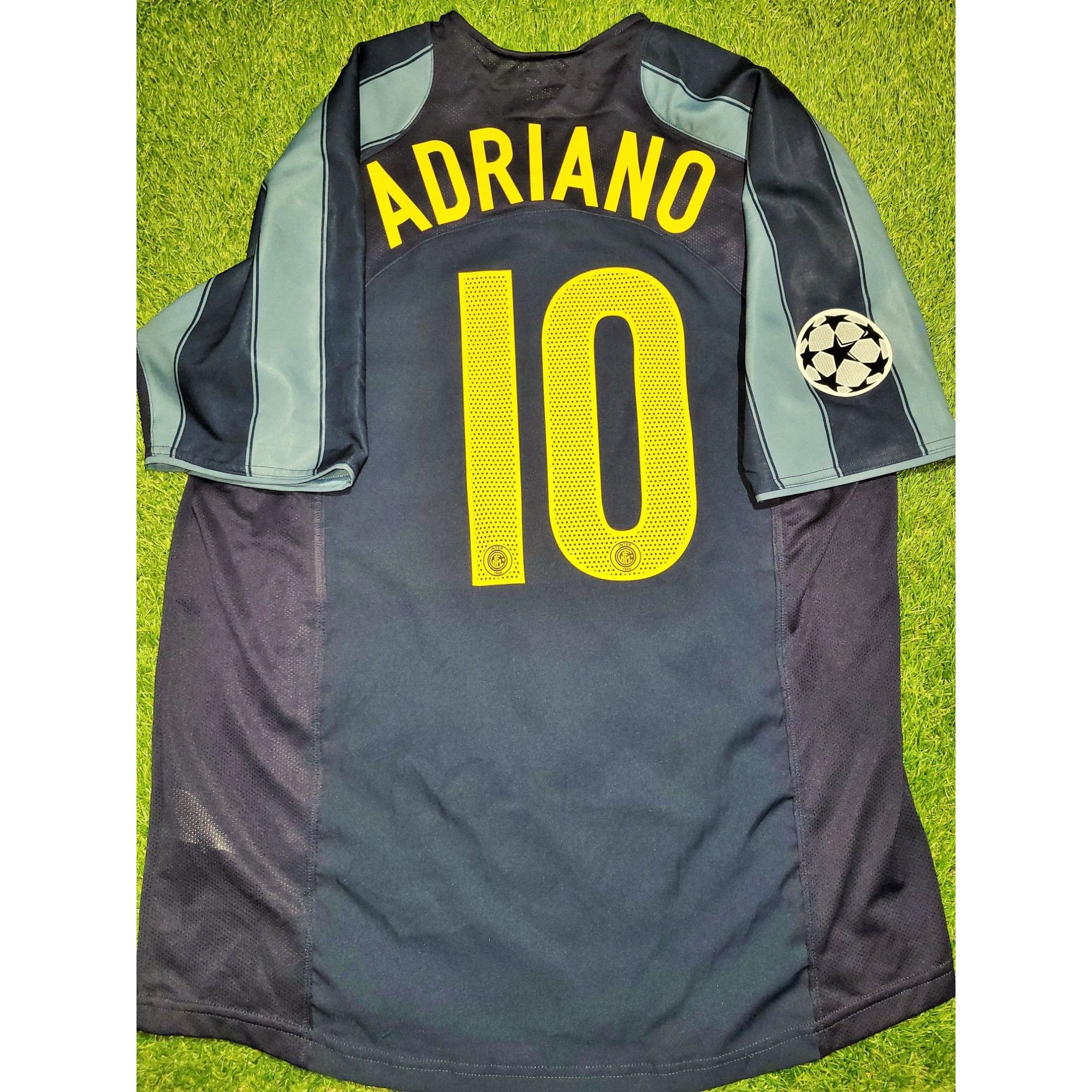 image of Nike Adriano Inter Milan 2004 2005 2006 Third Uefa Soccer Jersey in Blue, Men's (Size Large)