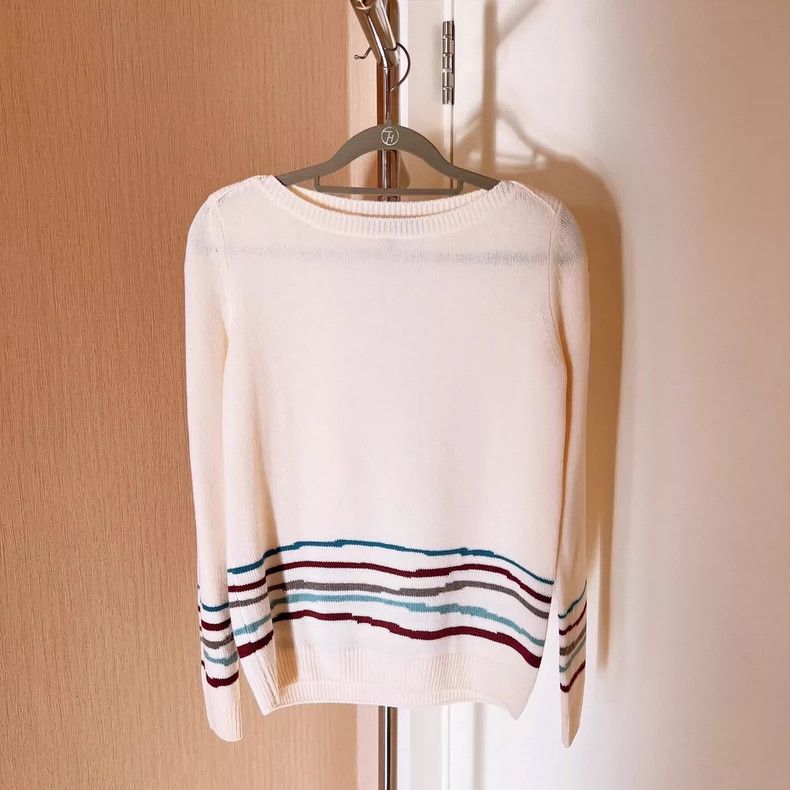 Loro Piana LORO PIANA Color stripes on the edges of the cashmere swea Size M / US 6-8 / IT 42-44 - 1 Thumbnail
