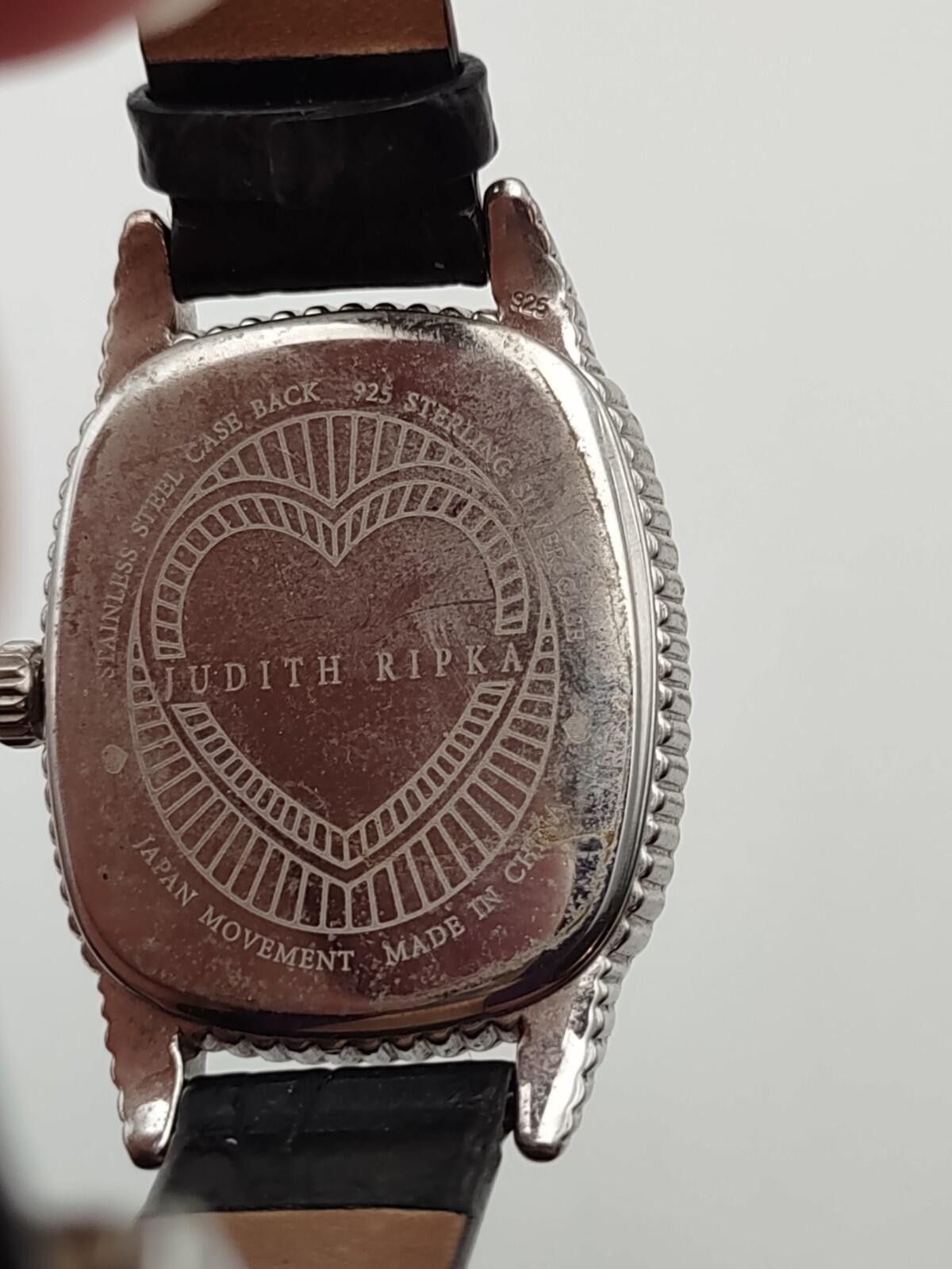Judith Ripka 925 Silver Watch with Black Strap Judith Ripka Sterling Silver Heart Mother of Pearl Watch main image 4