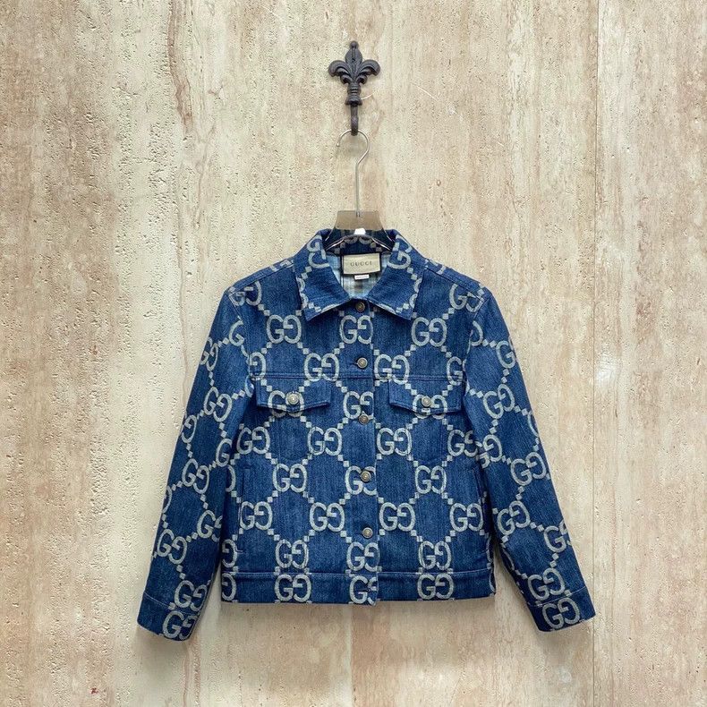 Gucci Gucci Popular blue old-fashioned full-print denim jacket 25 Size XS / US 0-2 / IT 36-38 - 1 Thumbnail