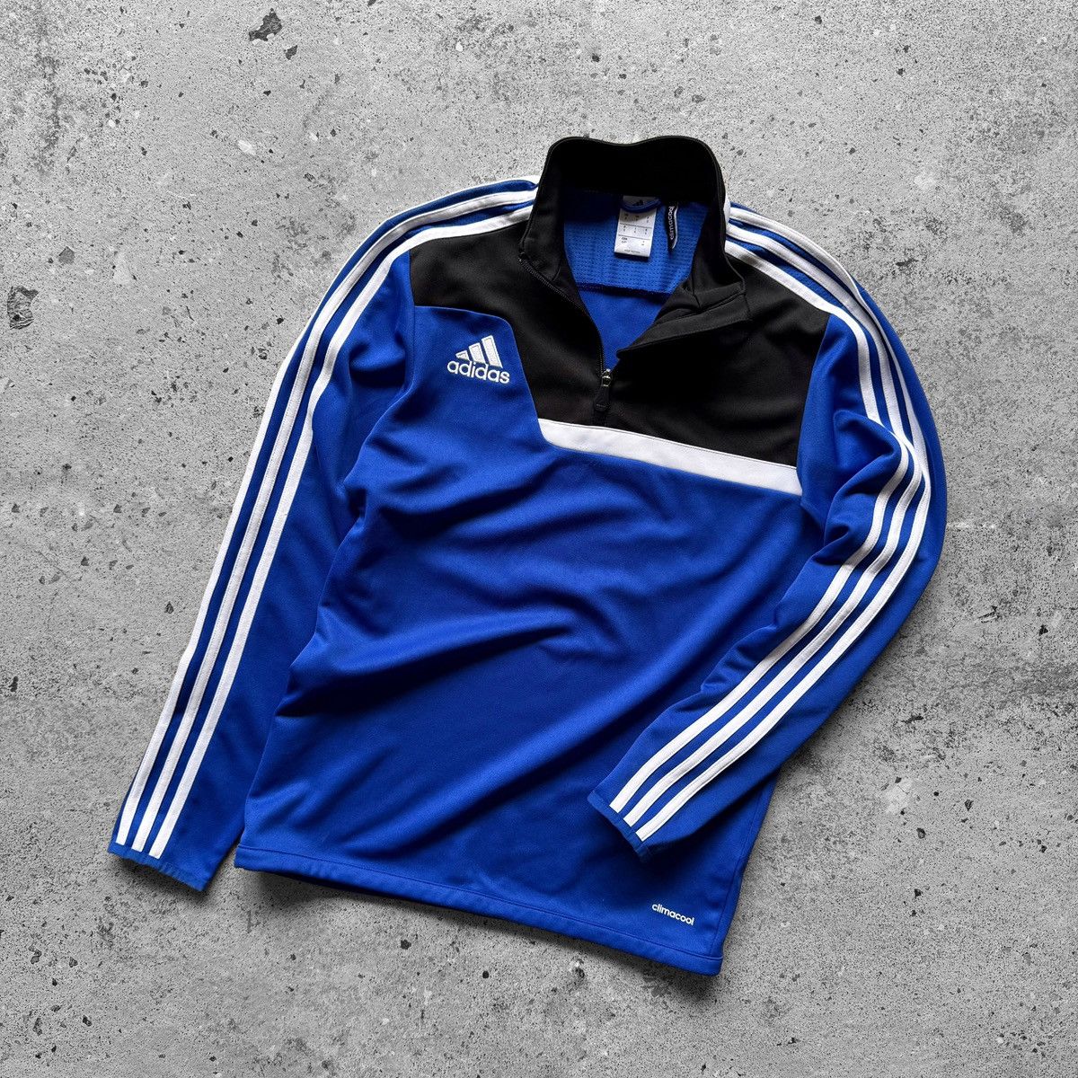 Adidas Adidas Mens Blue ClimaCool 3 Stripe 1/4 Training Pullover Size US S / EU 44-46 / 1 - 1 Thumbnail