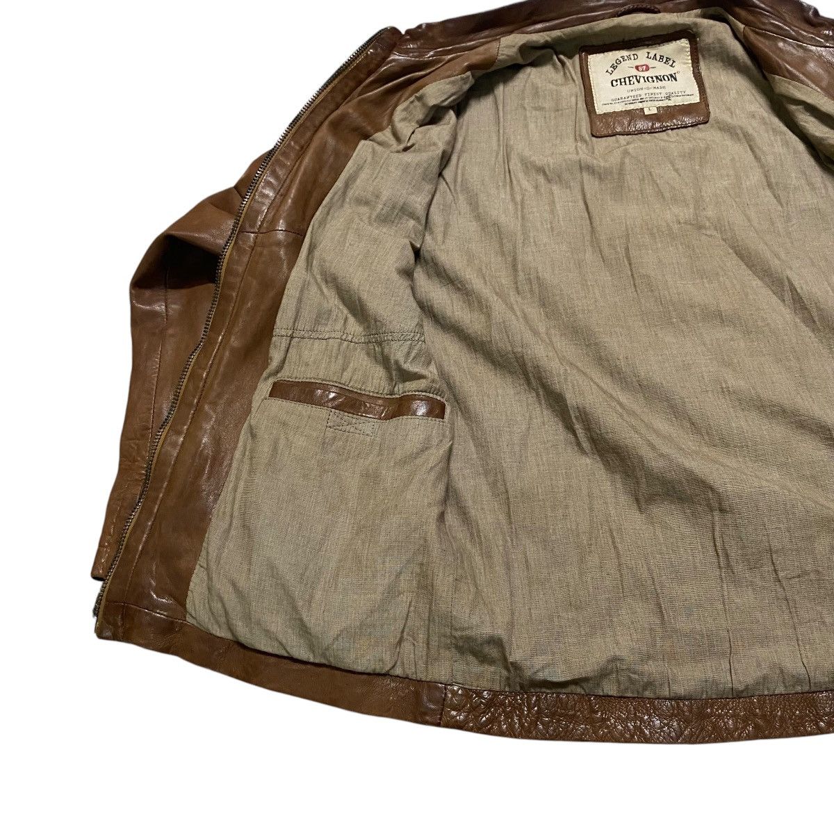 Chevignon Vintage Chevignon Leather Jacket Cafe Racer Brown Patina Size US L / EU 52-54 / 3 - 16 Thumbnail