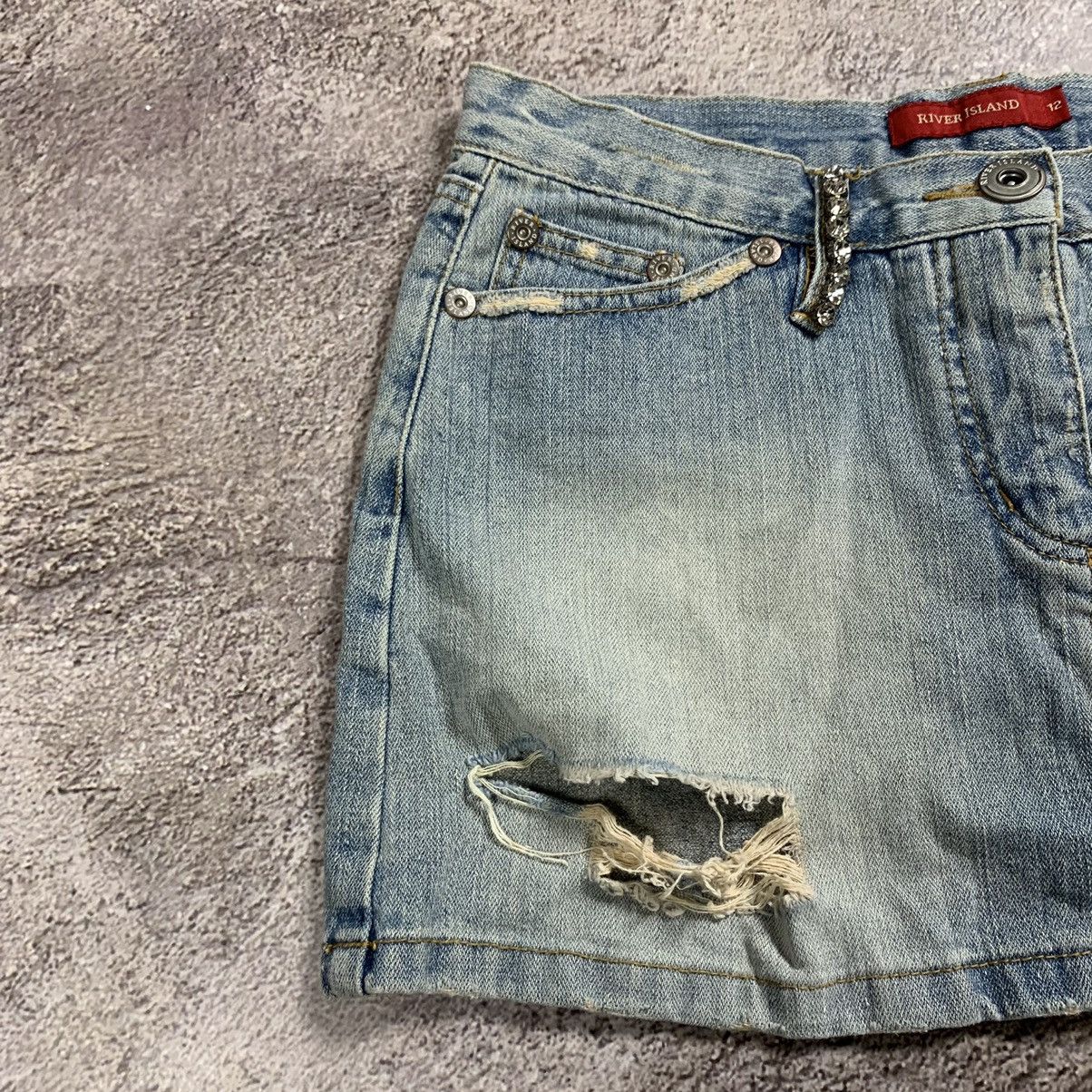 Vintage Y2K Vintage Distressed Mini Skirt Thrashed Streetwear 29 Size 29" - 2 Thumbnail