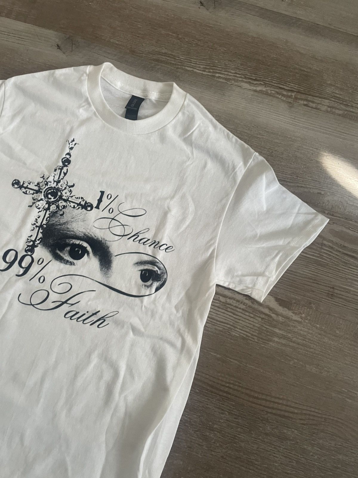 Homemade White Graphic Faith Cross T-Shirt – 100% Cotton – Size S / M Size US S / EU 44-46 / 1 - 2 Thumbnail
