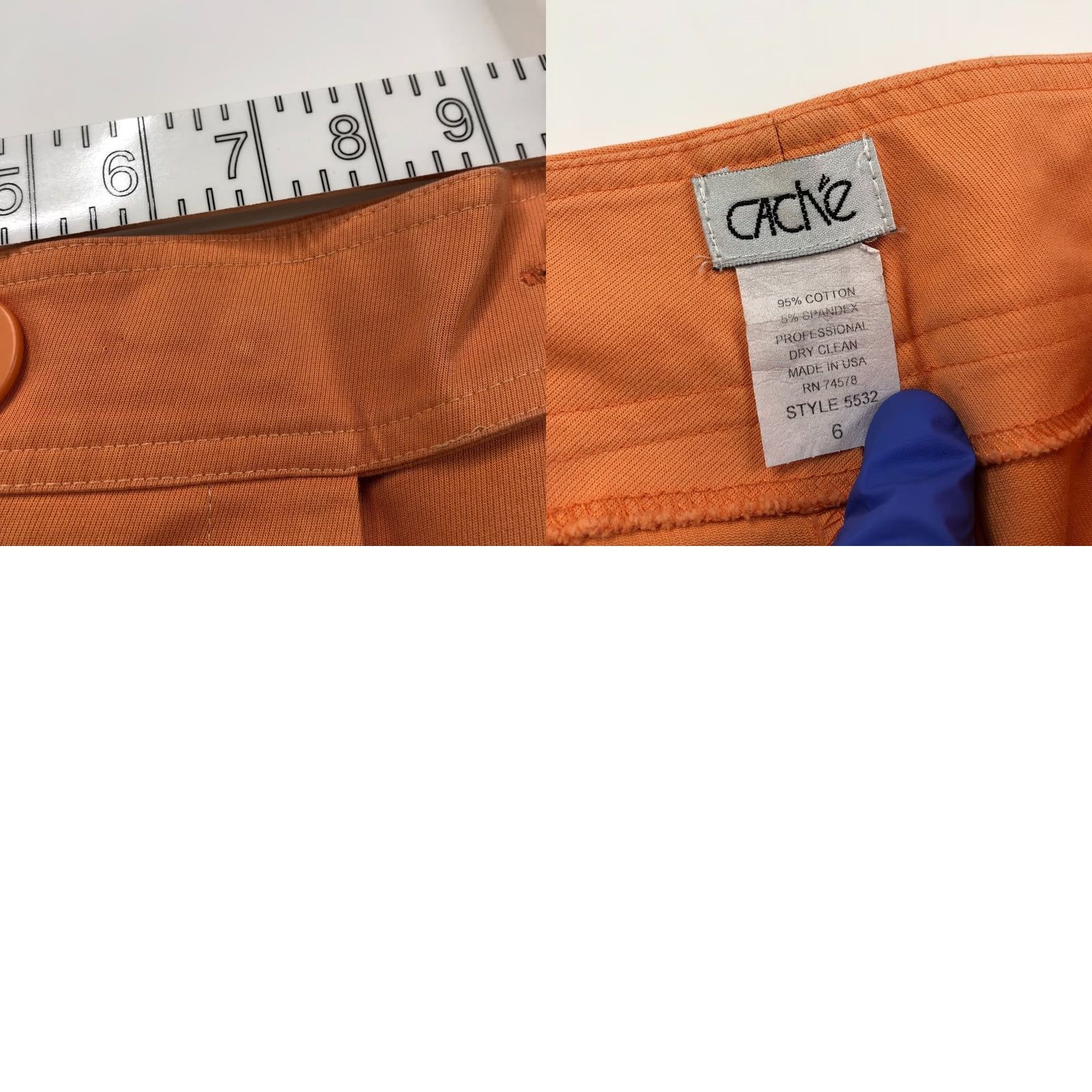 Vintage Cache 6 Cotton Mid Rise Crop Capri Pants 6 Orange Capri Pants Women Regular Inseam 24in Cow-? Size 28" / US 6 / IT 42 - 8 Thumbnail