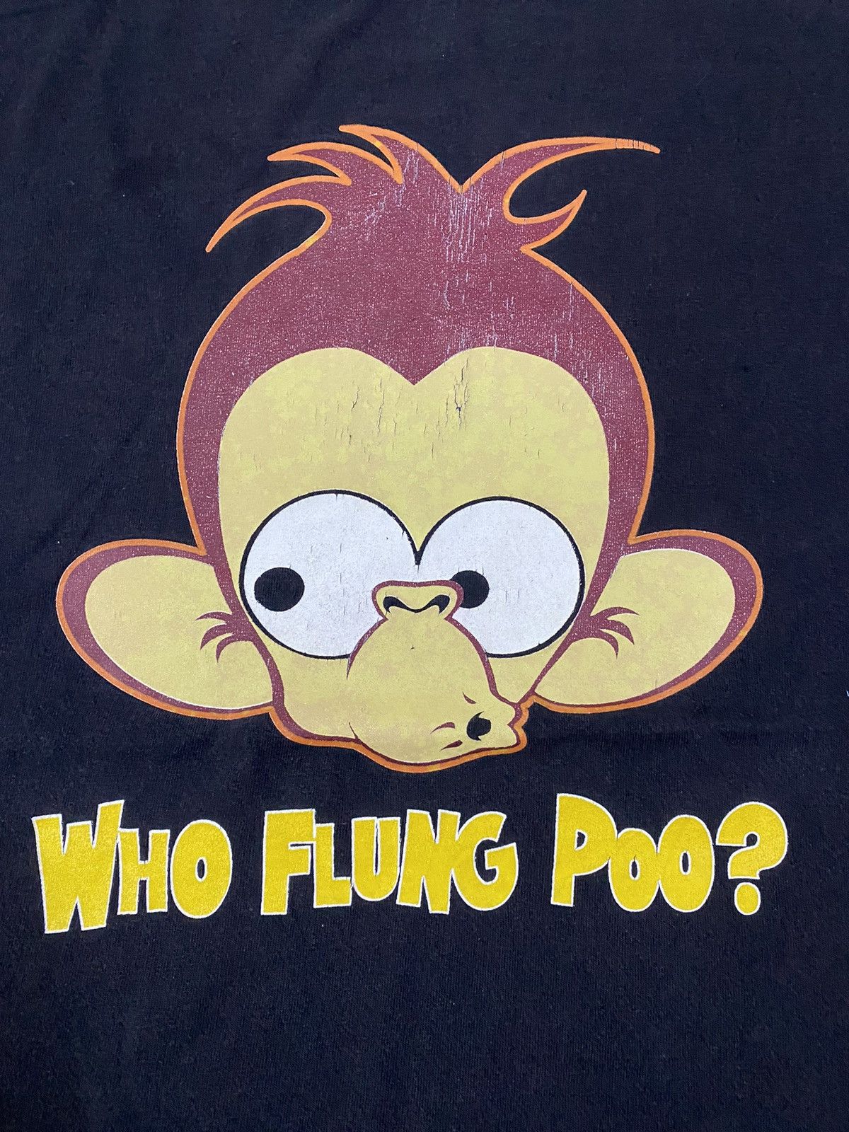Vintage Vintage 90s Monkey “Who Flung Poo?” T-Shirt Size US M / EU 48-50 / 2 - 4 Thumbnail