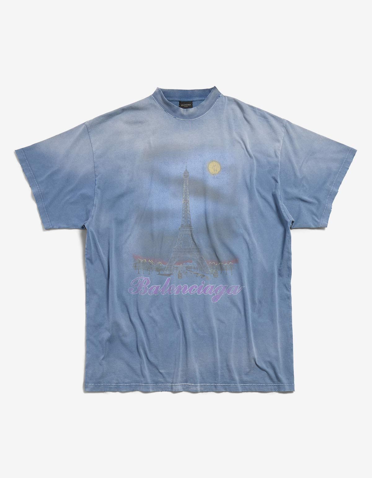 image of Balenciaga Blue Paris Moon Oversized T-Shirt Size 1, Men's