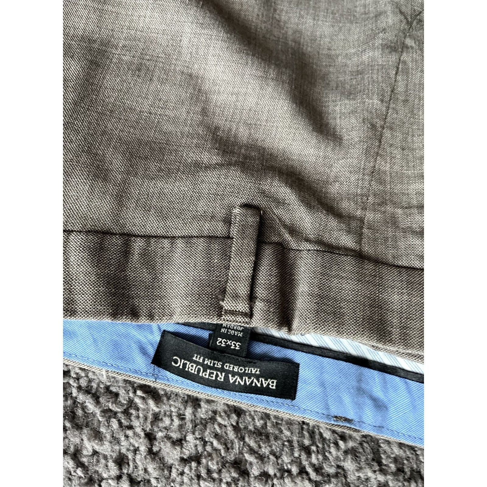 Banana Republic VINTAGE Banana Republic Tailored Slim Fit Dress Pants 33x32 Gray Flat Front Cotton Mens Regular 33 Slim Front Pockets Preppy Dress Pants Mens Size US 33 - 5 Thumbnail
