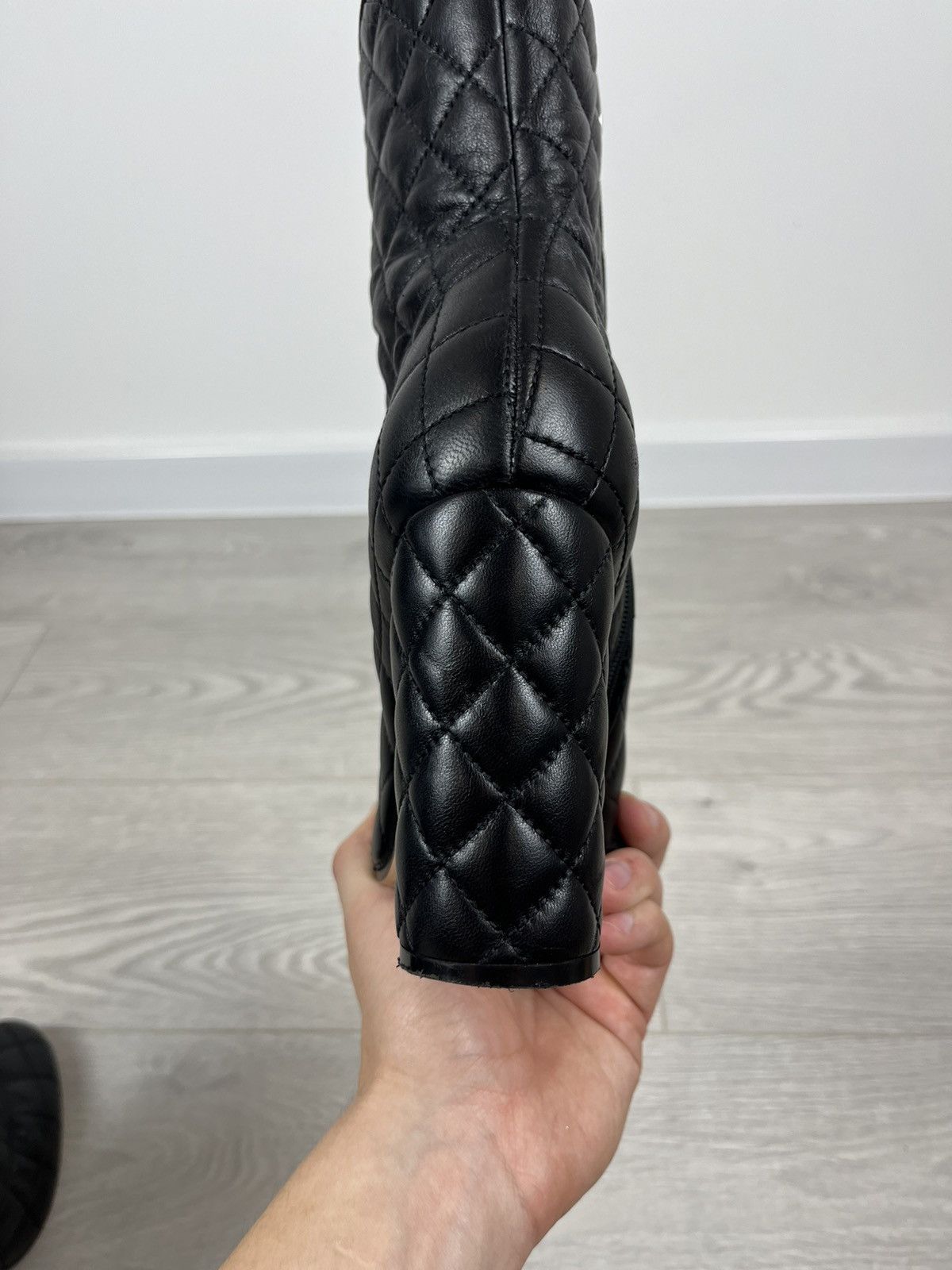 Gianvito Rossi Gianvito Rossi Black Leather Quilted Zip Heel Boots Size US 8 / IT 38 - 15 Thumbnail