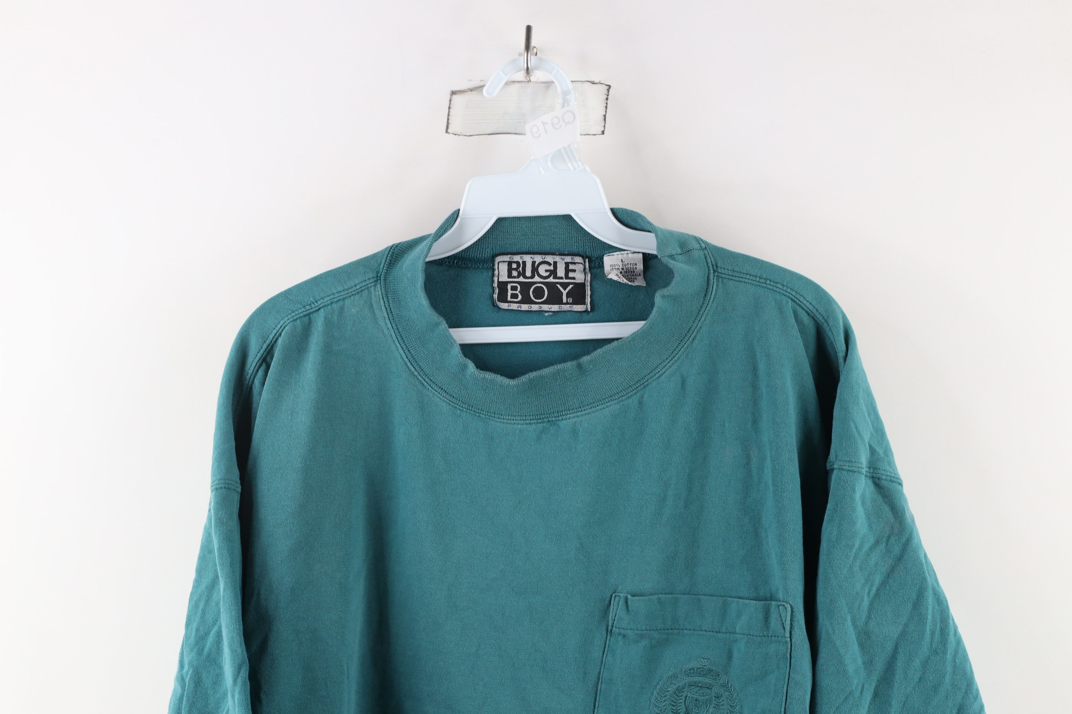 Vintage Vintage 90s Bugle Boy Baggy Fit Pocket T-Shirt Teal Cotton Size US L / EU 52-54 / 3 - 2 Thumbnail
