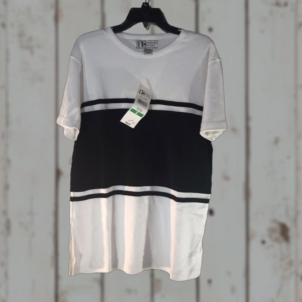 Vintage Norton Studio Black White Striped Tunic Top Womens Size S Casual Blouse Size S / US 4 / IT 40 - 1 Thumbnail