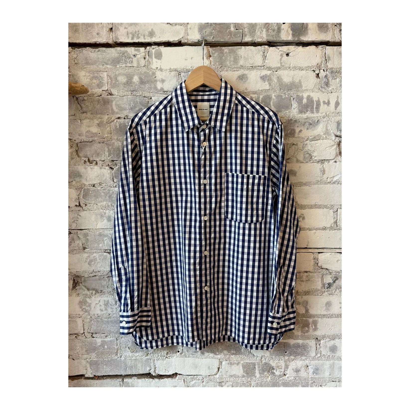 Sage De Cret Gingham Check Regular Collar Shirt (BRAND NEW W/ TAGS) Size US XL / EU 56 / 4 - 1 Thumbnail
