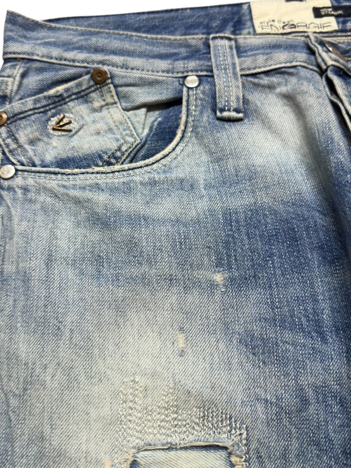 Energie Vintage Energie Straight Faded Ripped Distressed Denim Size US 30 / EU 46 - 3 Thumbnail