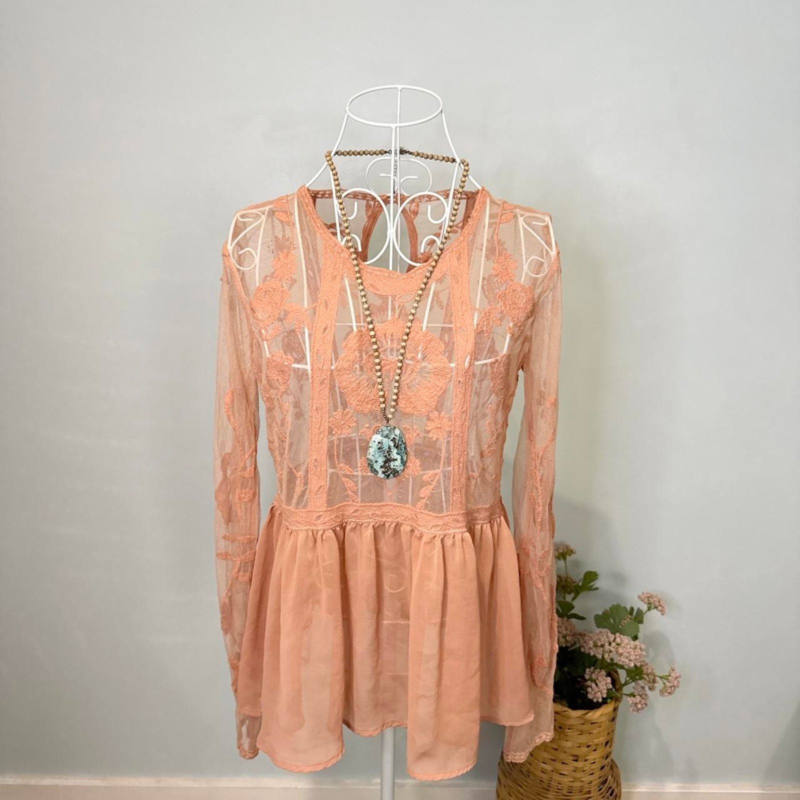 Other orange/rust embroidered floral babydoll peasant blouse Size S / US 4 / IT 40 - 3 Thumbnail