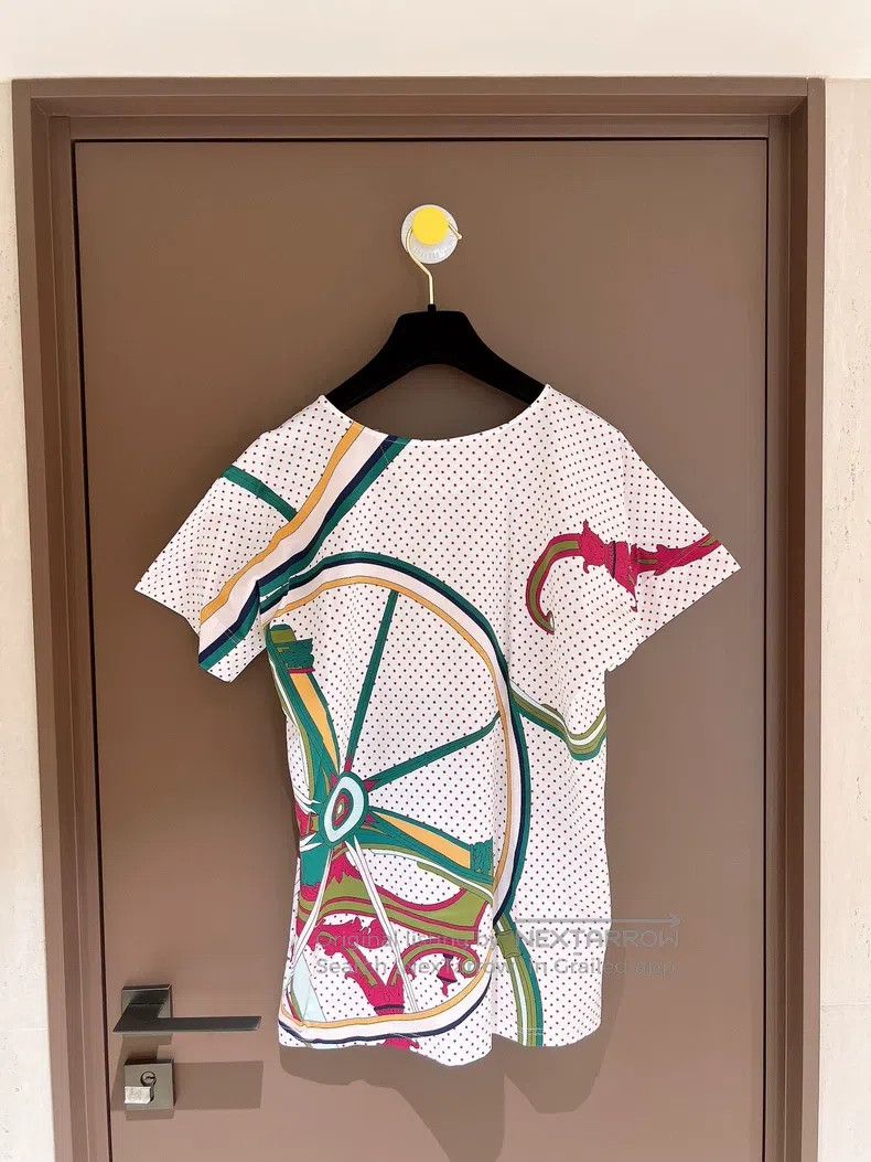 Hermes Hermes Colorful Wheel Print Small Polka Dot Short Sleeve T Size XS / US 0-2 / IT 36-38 - 2 Thumbnail