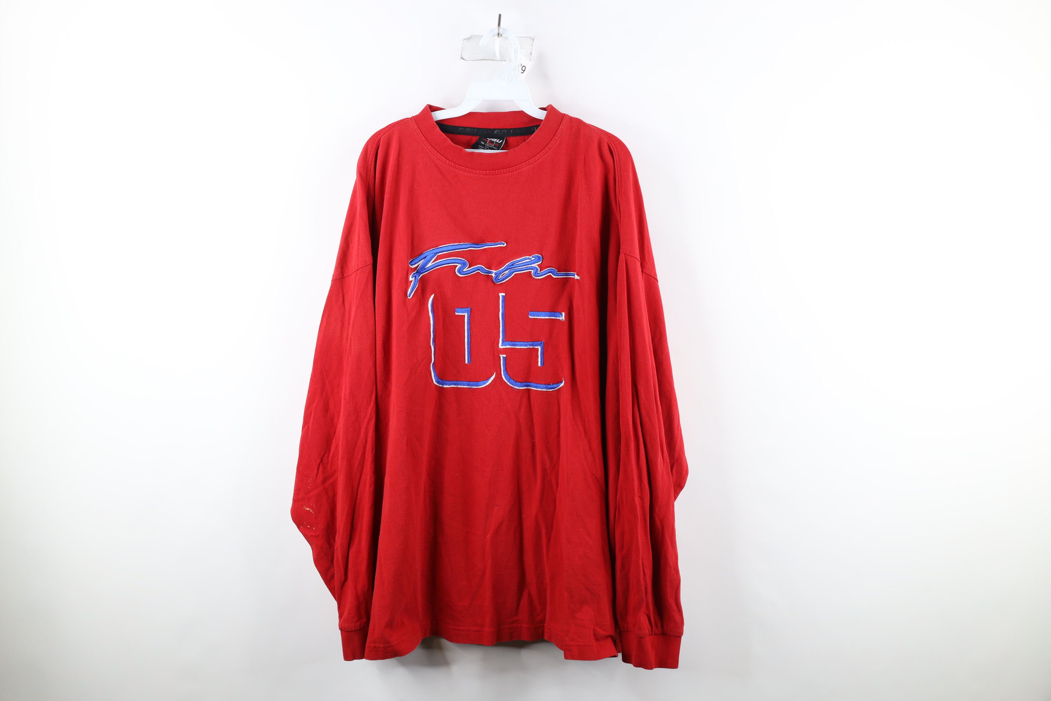 Fubu × Vintage Vintage Y2K FUBU Spell Out Script Long Sleeve T-Shirt Red Size US XL / EU 56 / 4 - 1 Thumbnail