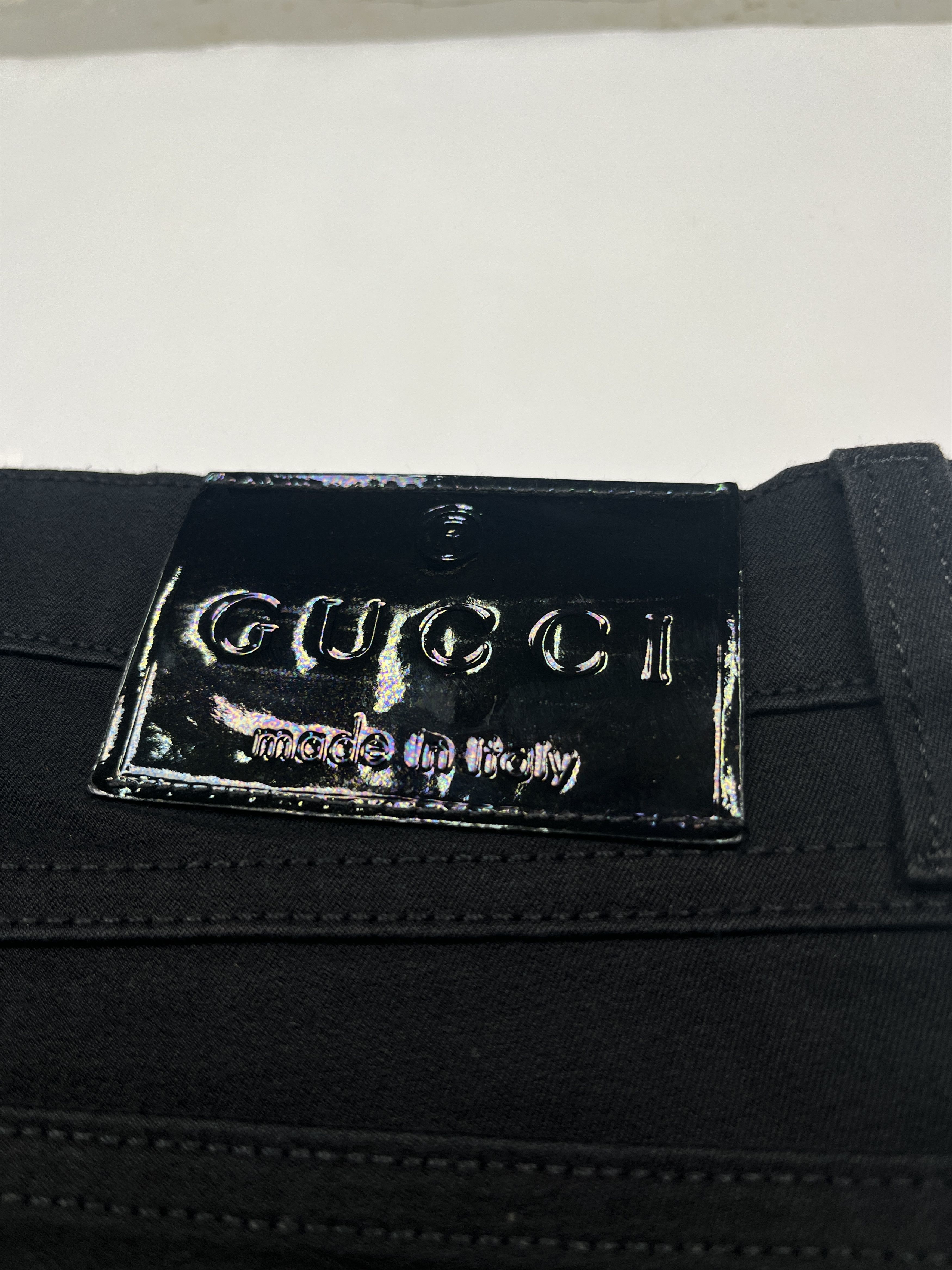 Gucci Gucci Black Cotton Slim Fit Pants With Glossy Brand Tab Size 26" / US 2 / IT 38 - 3 Thumbnail