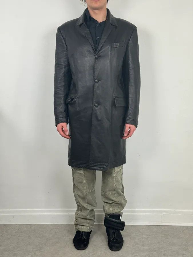 Jean Paul Gaultier 2000s Jean Paul Gaultier Black Premium Leather Long Coat Size US L / EU 52-54 / 3 - 2 Thumbnail