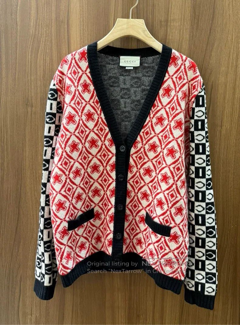Gucci Gucci Red and white colour-matched diamond check coat Size L / US 10 / IT 46 - 1 Thumbnail