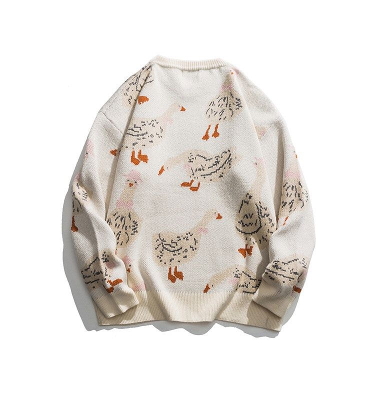 Vintage Cartoon goose pattern knitted sweater for men and women Size US M / EU 48-50 / 2 - 2 Thumbnail
