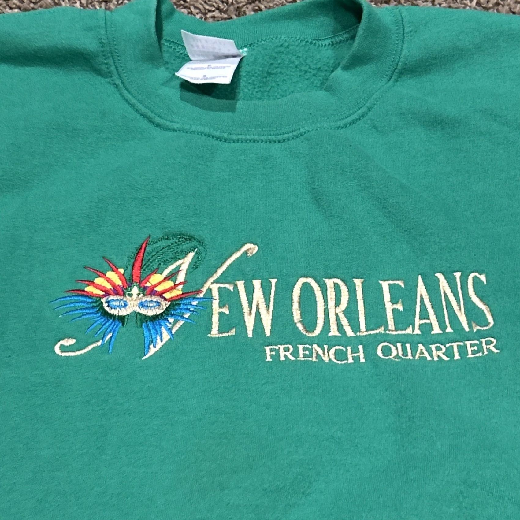 Vintage New Orleans French Quarter Pullover Sweater S Green Mardi Gras A5 Size US S / EU 44-46 / 1 - 2 Thumbnail