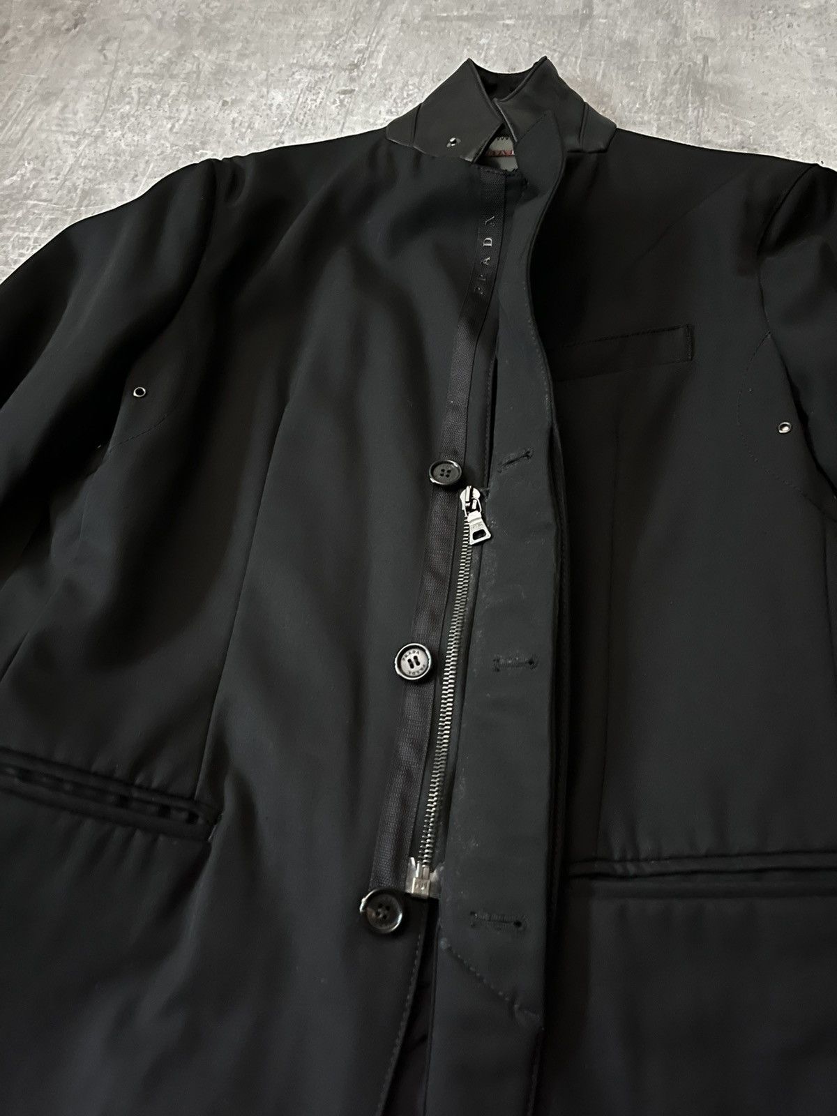 Prada Prada 2007 wool and leather padded blazer jacket Size US M / EU 48-50 / 2 - 11 Thumbnail