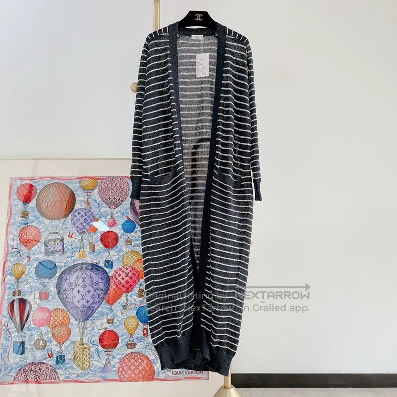 Brunello Cucinelli Brunello Cucinelli Black striped sequin knit cardigan coat Size XS / US 0-2 / IT 36-38 - 2 Thumbnail