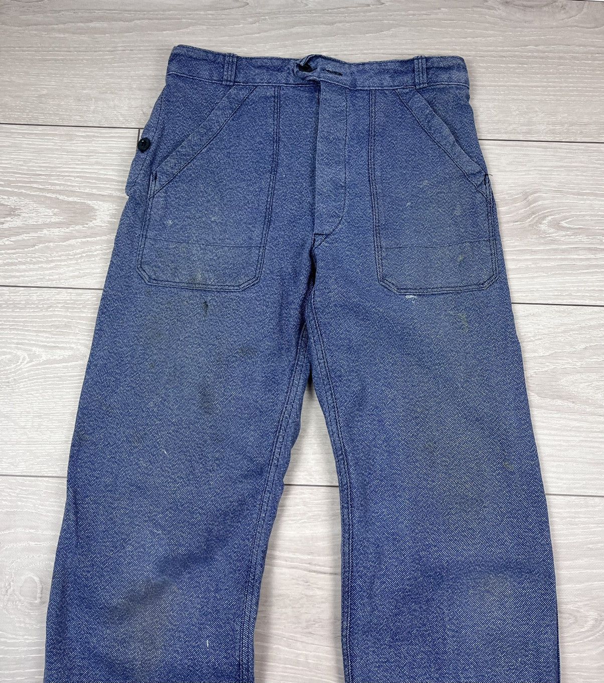 Le Laboureur Le Laboureur Vintage 80s Blue French Work Canvas Pants Size US 32 / EU 48 - 4 Thumbnail