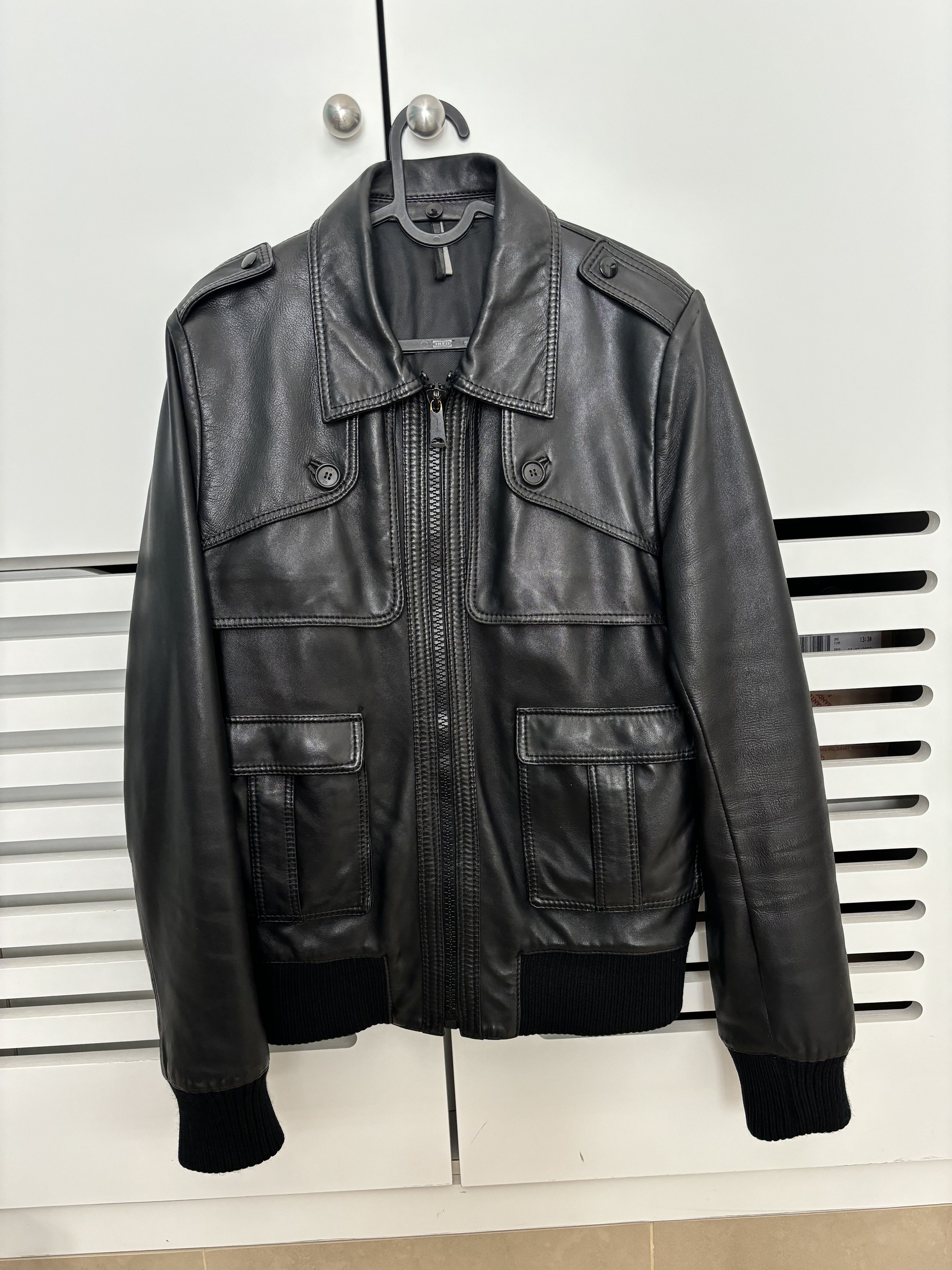 Dior Dior Homme leather jacket Hedi Slimane era castor fur collar