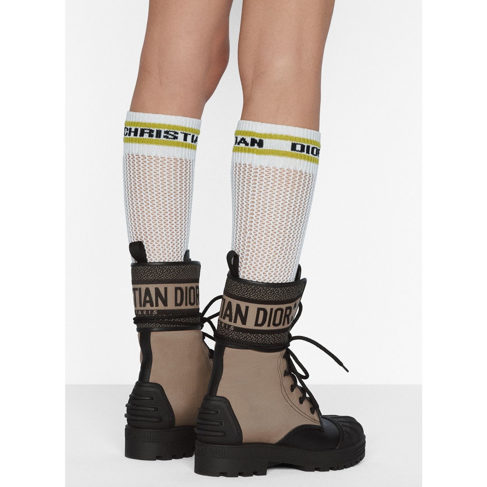 Dior Dior D-Major Black Taupe Logo Military Combat Lace Up Tie Size US 8.5 / IT 38.5 - 10 Thumbnail