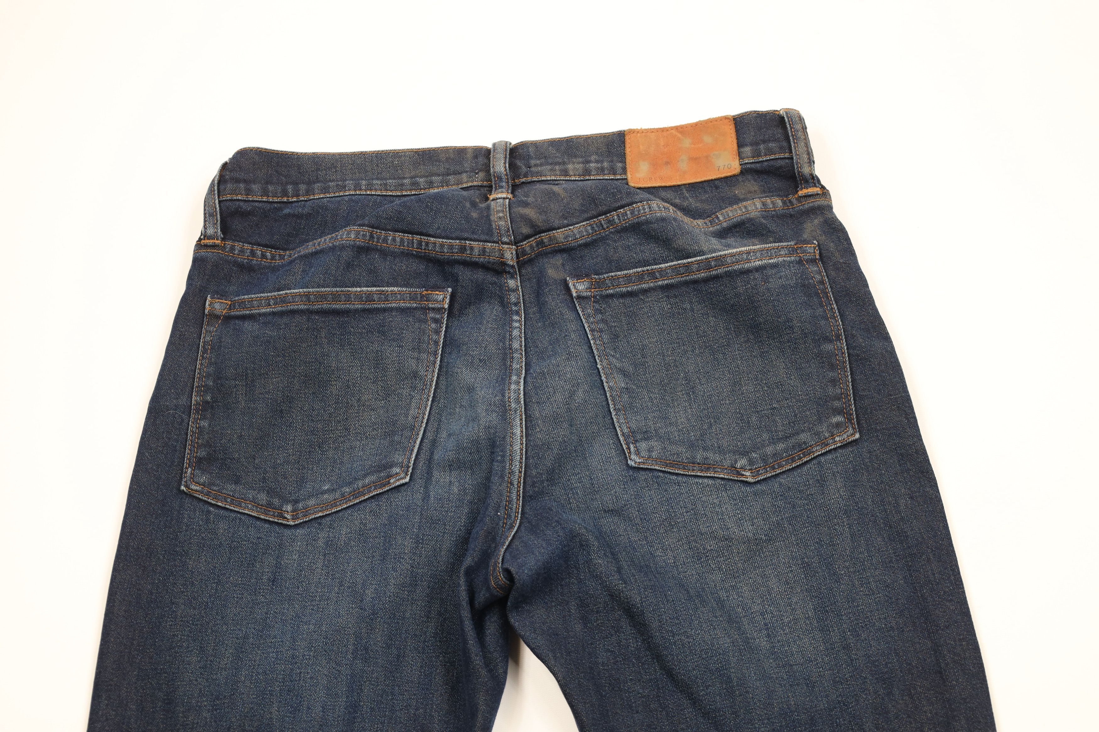 J.Crew × Vintage J Crew Stretch 770 Straight Leg Denim Jeans Dark Wash Blue Size US 32 / EU 48 - 13 Thumbnail