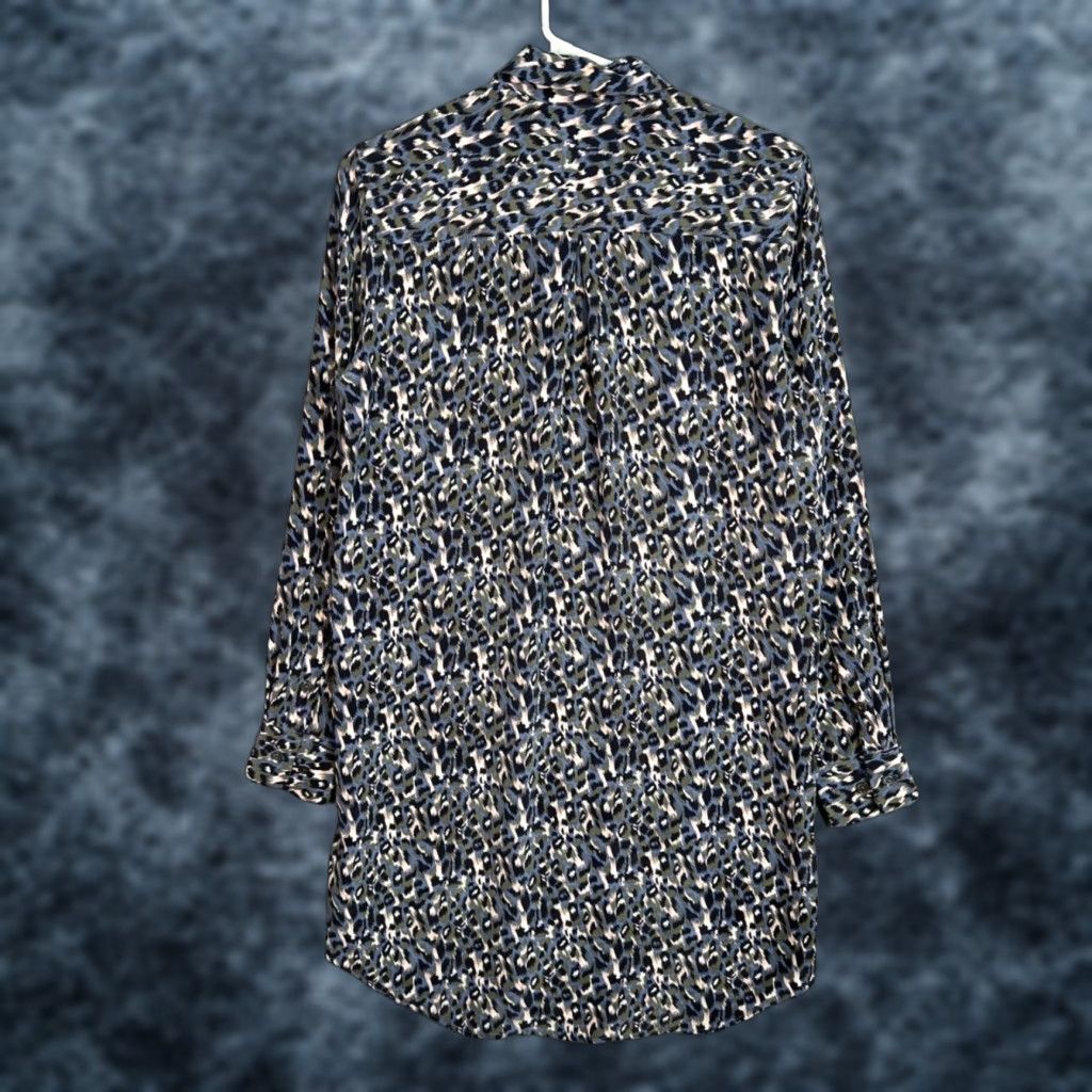 Equipment VINTAGE Equipment Silk Shirt Dress Long Sleeve Collared Button Front Animal Print XXS Women’s Blue - Equipment Shirt Dress Animals 90s Size XXS / US 00 / IT 34 - 1 Thumbnail