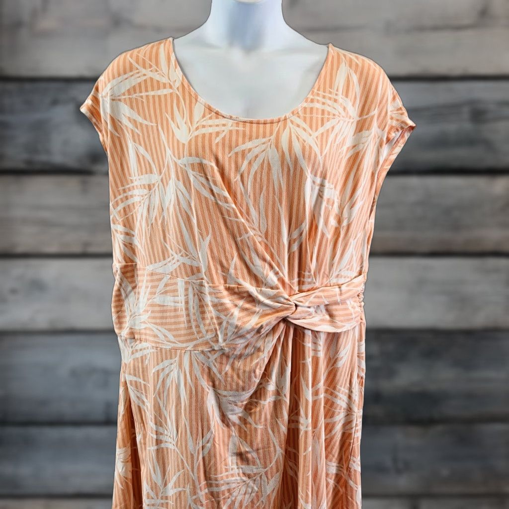 lands end linen swing dress Lands End Linen Sleeveless Swing Dress Blue/White L 14-16 A-line Preppy  Coastal
