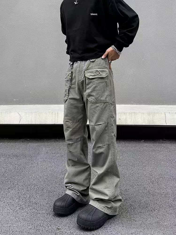 Japanese Brand × Vintage Gray Green Vintage Workwear Micro Flare Paratrooper Pants Size US 34 / EU 50 - 2 Thumbnail