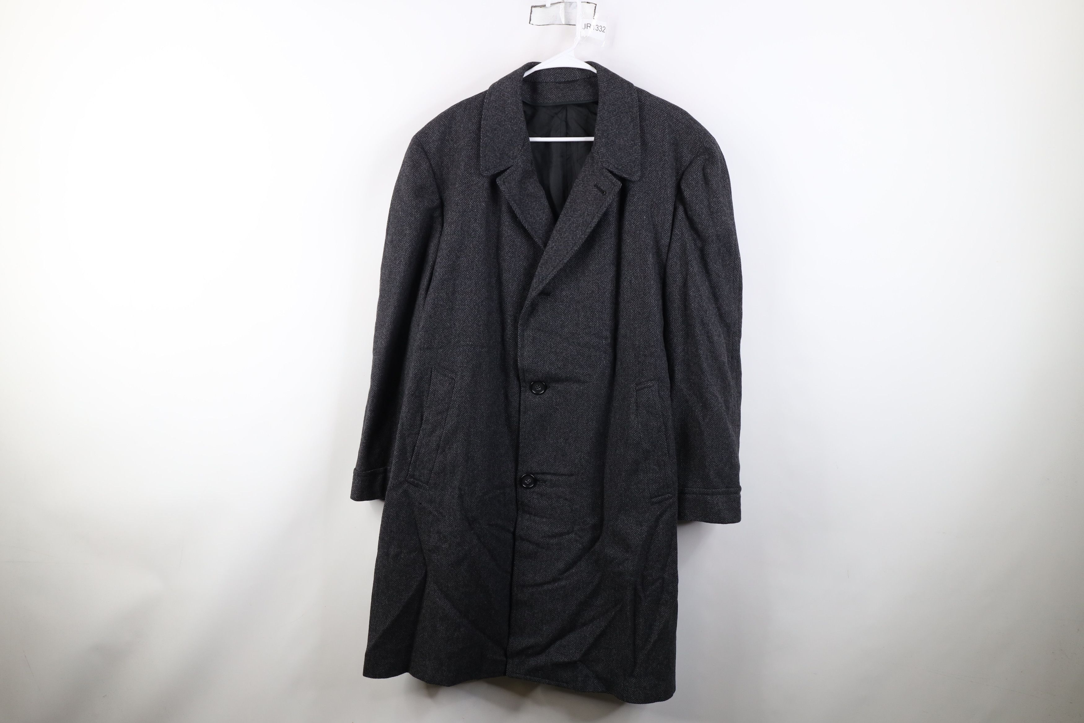 Vintage Vintage 50s Streetwear Wool Herringbone Overcoat Jacket USA Size US XXL / EU 58 / 5 - 1 Thumbnail